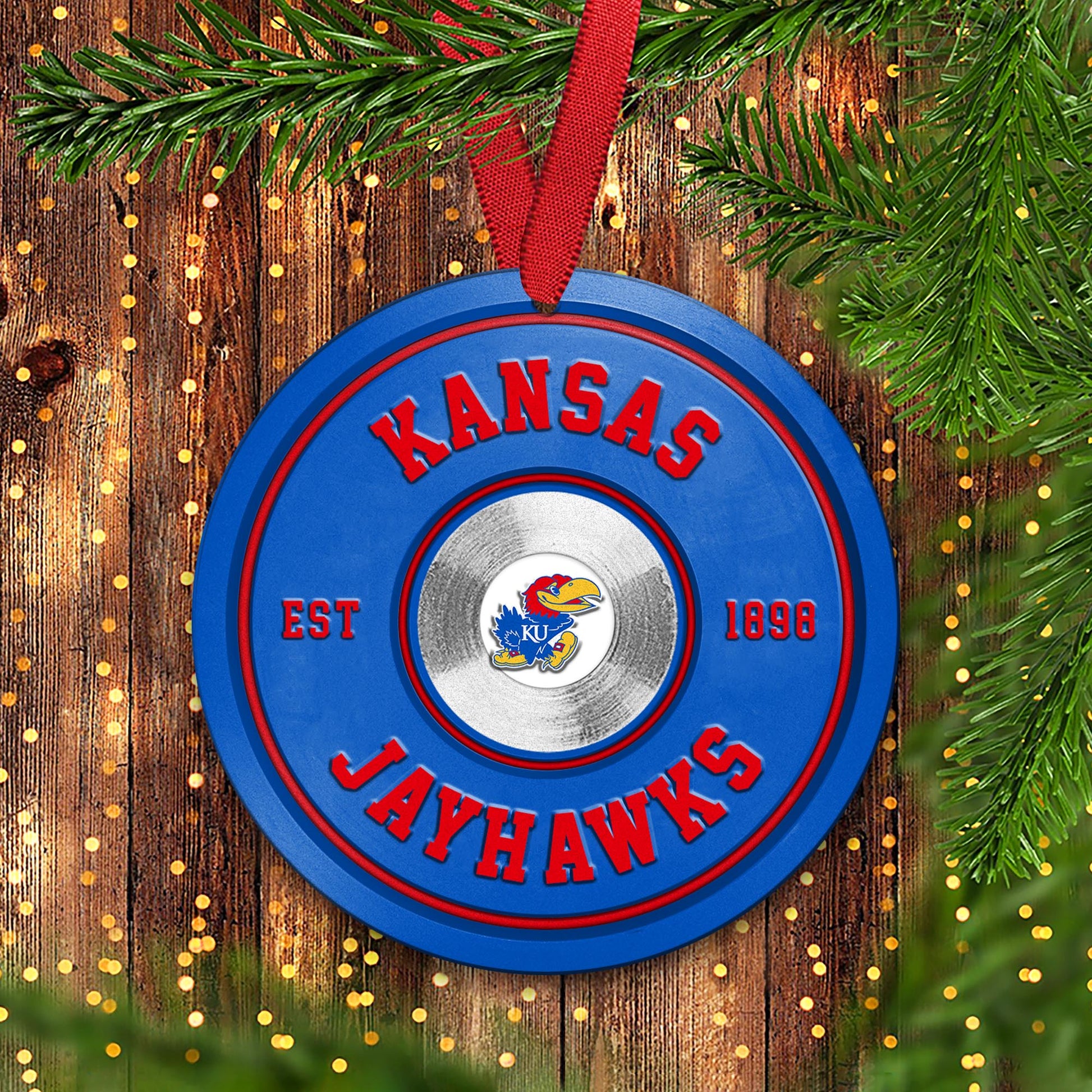 Kansas Jayhawks Fitness Circle Aluminium Ornament 2 Side Trending New Arrivals H52883 ETUG311023