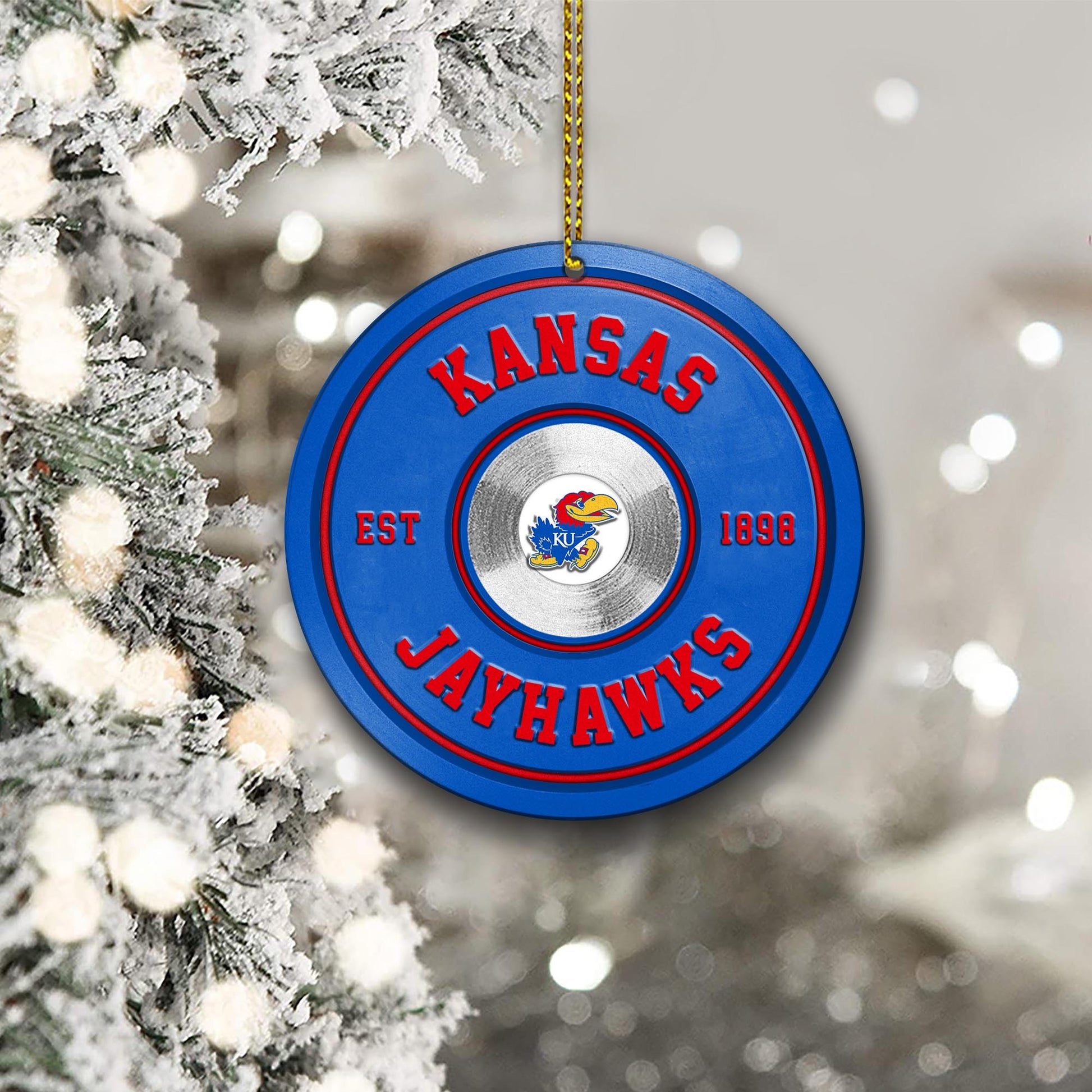 Kansas Jayhawks Fitness Circle Aluminium Ornament 2 Side Trending New Arrivals H52883 ETUG311023