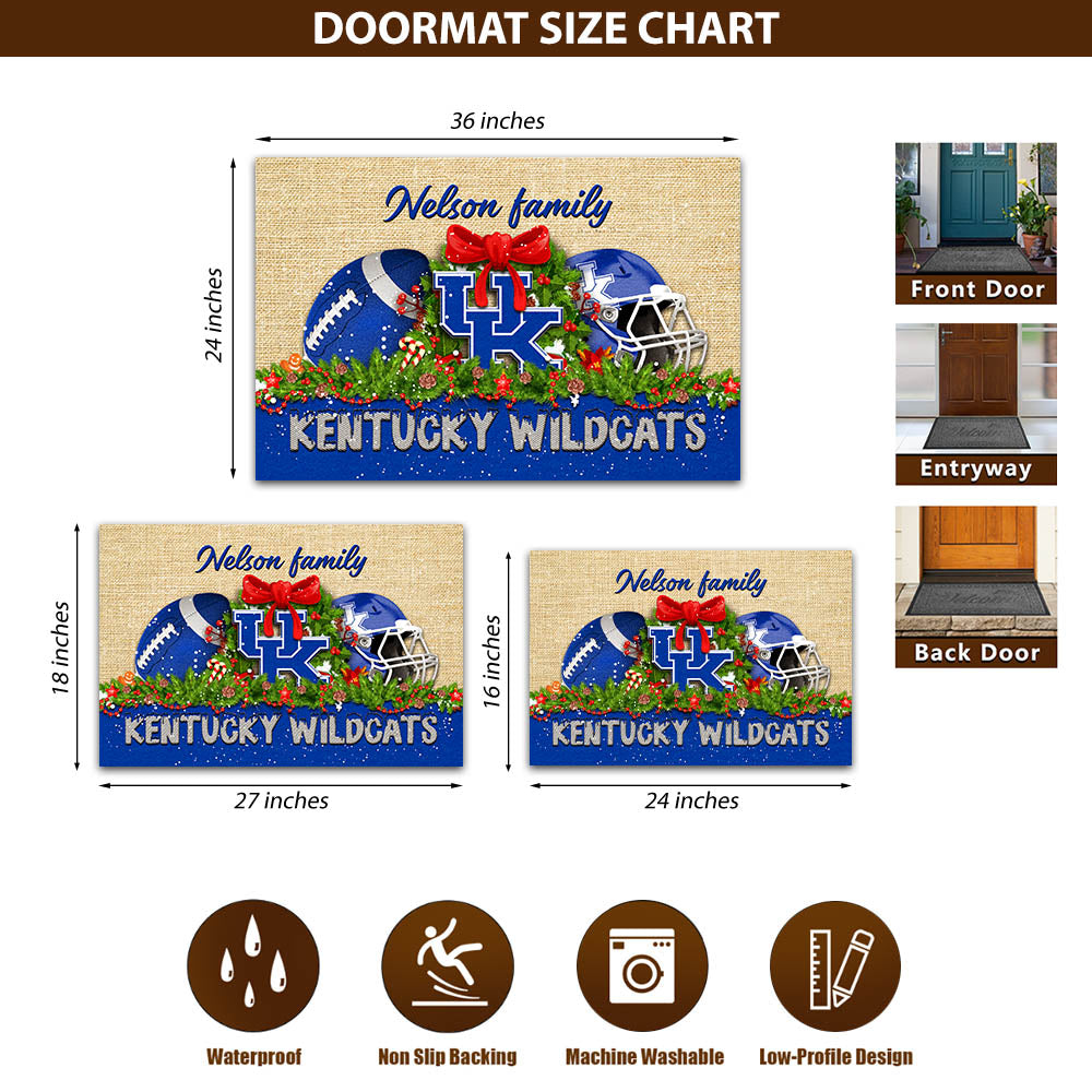 Kentucky Wildcats Doormat Personalized Your Name, Sport Team Doormat, Christmas Gifts For Football Fan, Home Decor ETHY-52726