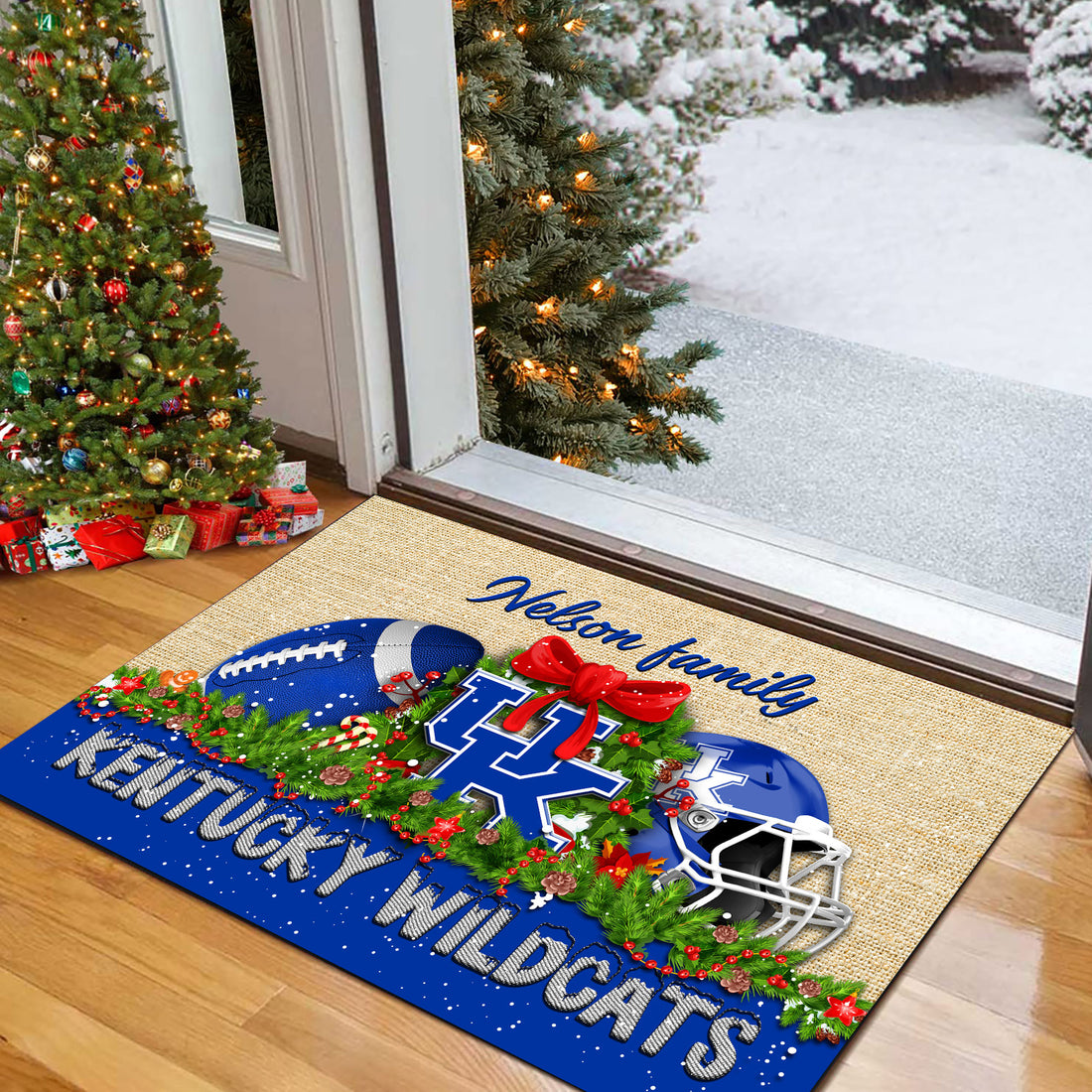 Kentucky Wildcats Doormat Personalized Your Name, Sport Team Doormat, Christmas Gifts For Football Fan, Home Decor ETHY-52726