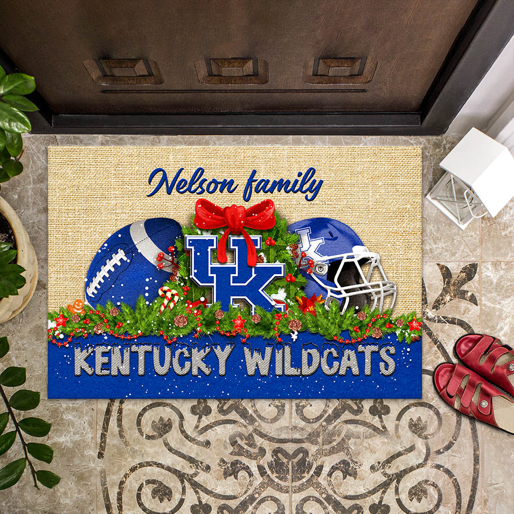 Kentucky Wildcats Doormat Personalized Your Name, Sport Team Doormat, Christmas Gifts For Football Fan, Home Decor ETHY-52726