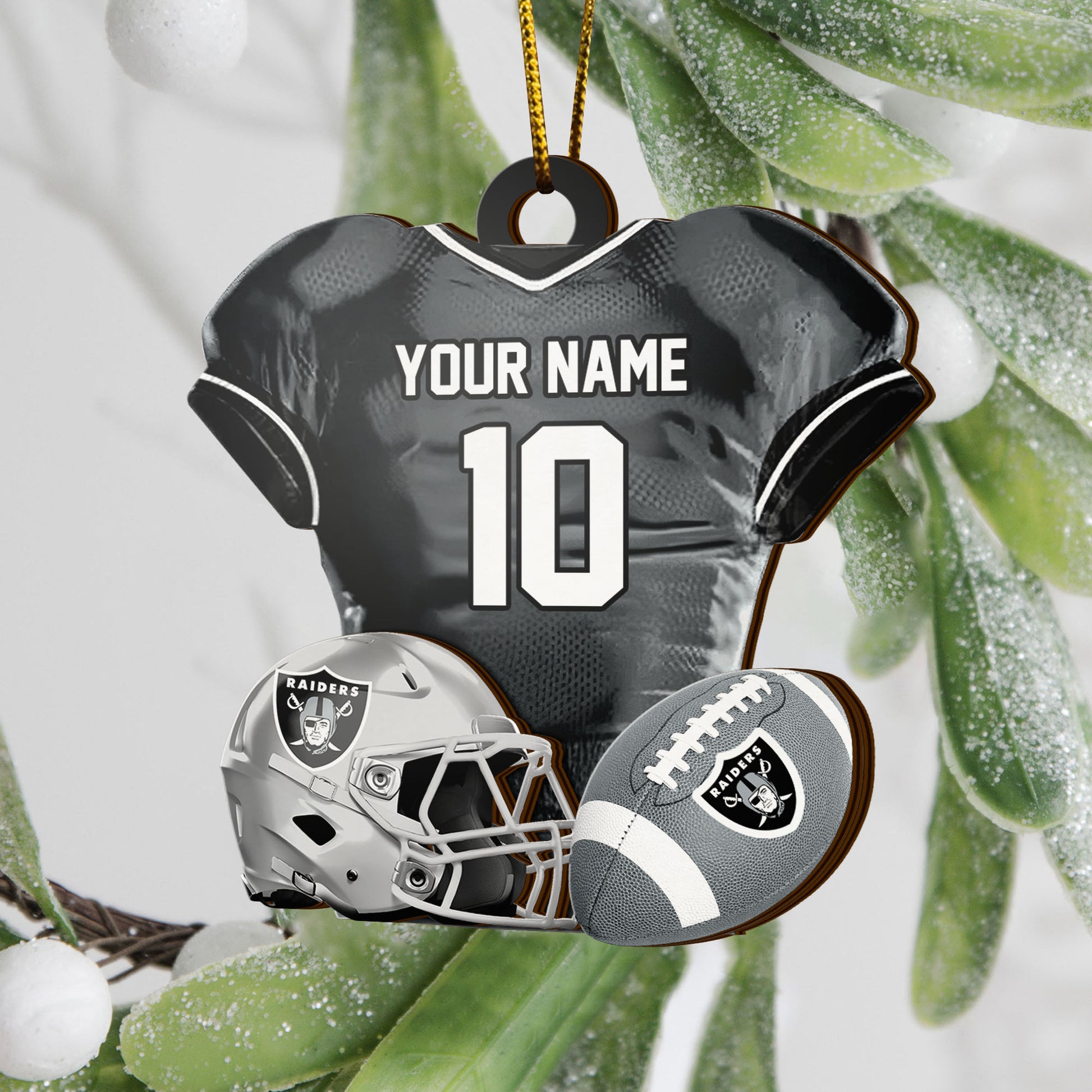 Las Vegas Raiders 2 Layered Piece Wooden Ornament Custom Name And Number, Sport Team Ornament, Sport Gifts ETRG-52175