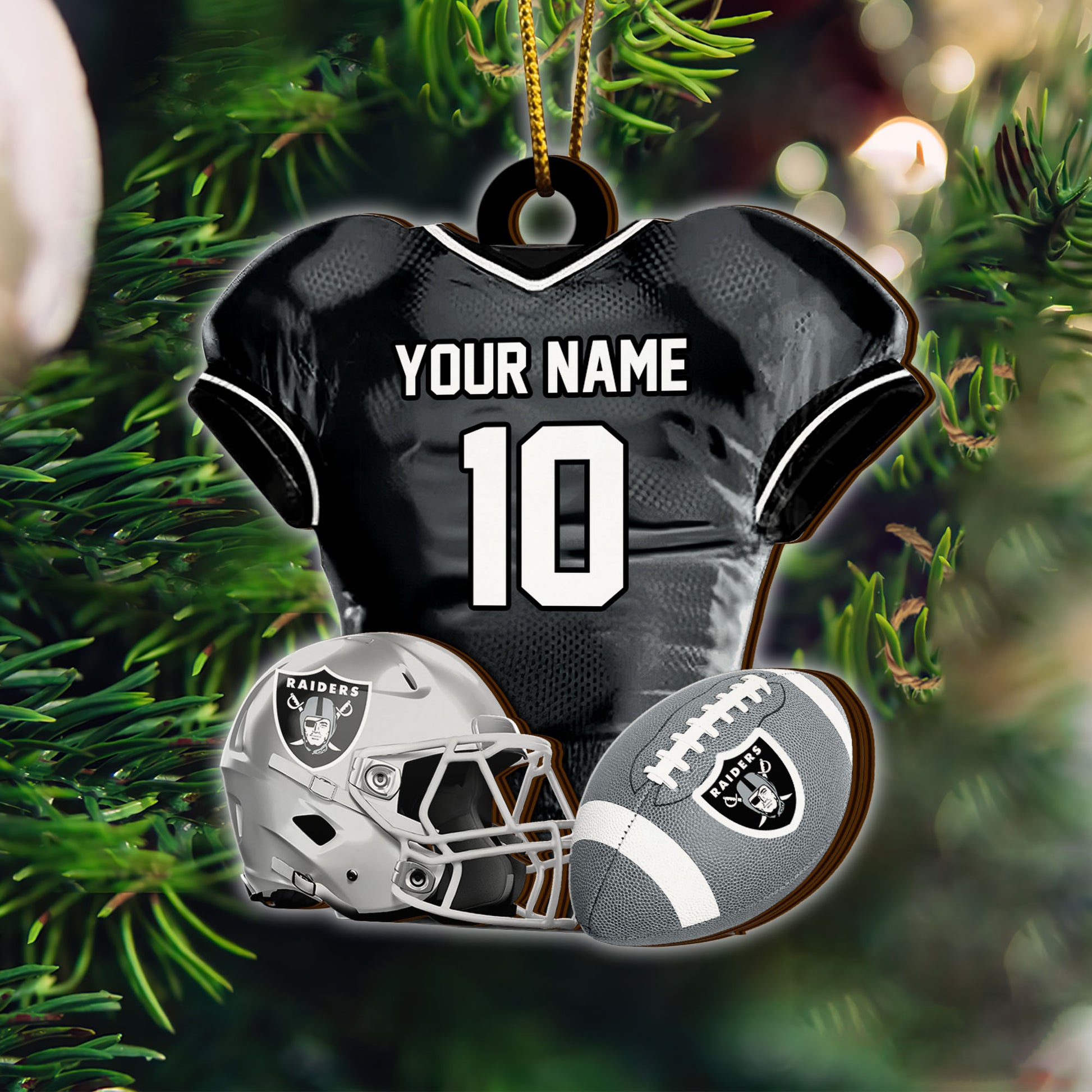 Las Vegas Raiders 2 Layered Piece Wooden Ornament Custom Name And Number, Sport Team Ornament, Sport Gifts ETRG-52175
