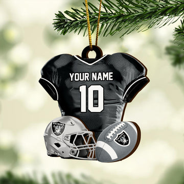 Las Vegas Raiders 2 Layered Piece Wooden Ornament Custom Name And Number, Sport Team Ornament, Sport Gifts ETRG-52175