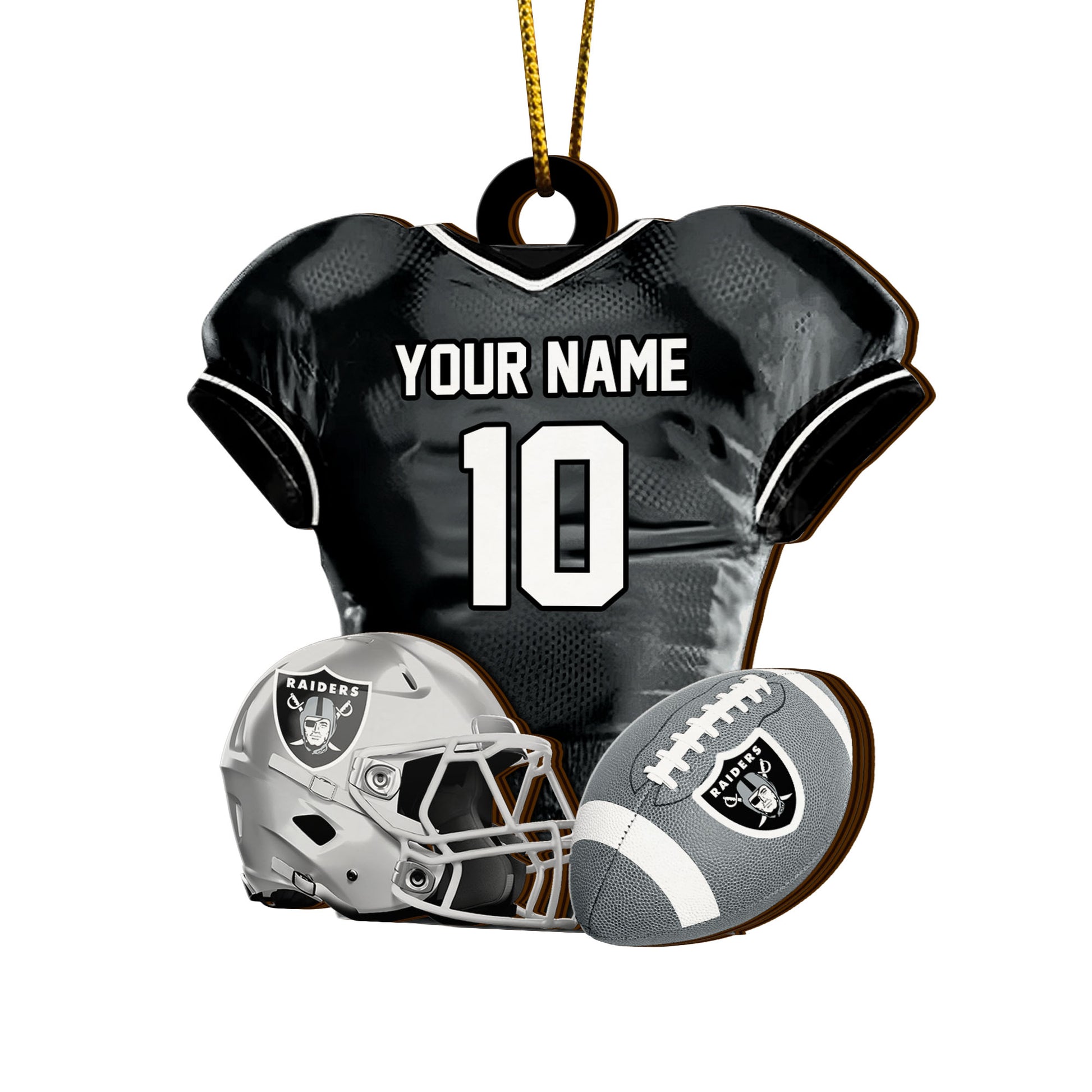Las Vegas Raiders 2 Layered Piece Wooden Ornament Custom Name And Number, Sport Team Ornament, Sport Gifts ETRG-52175