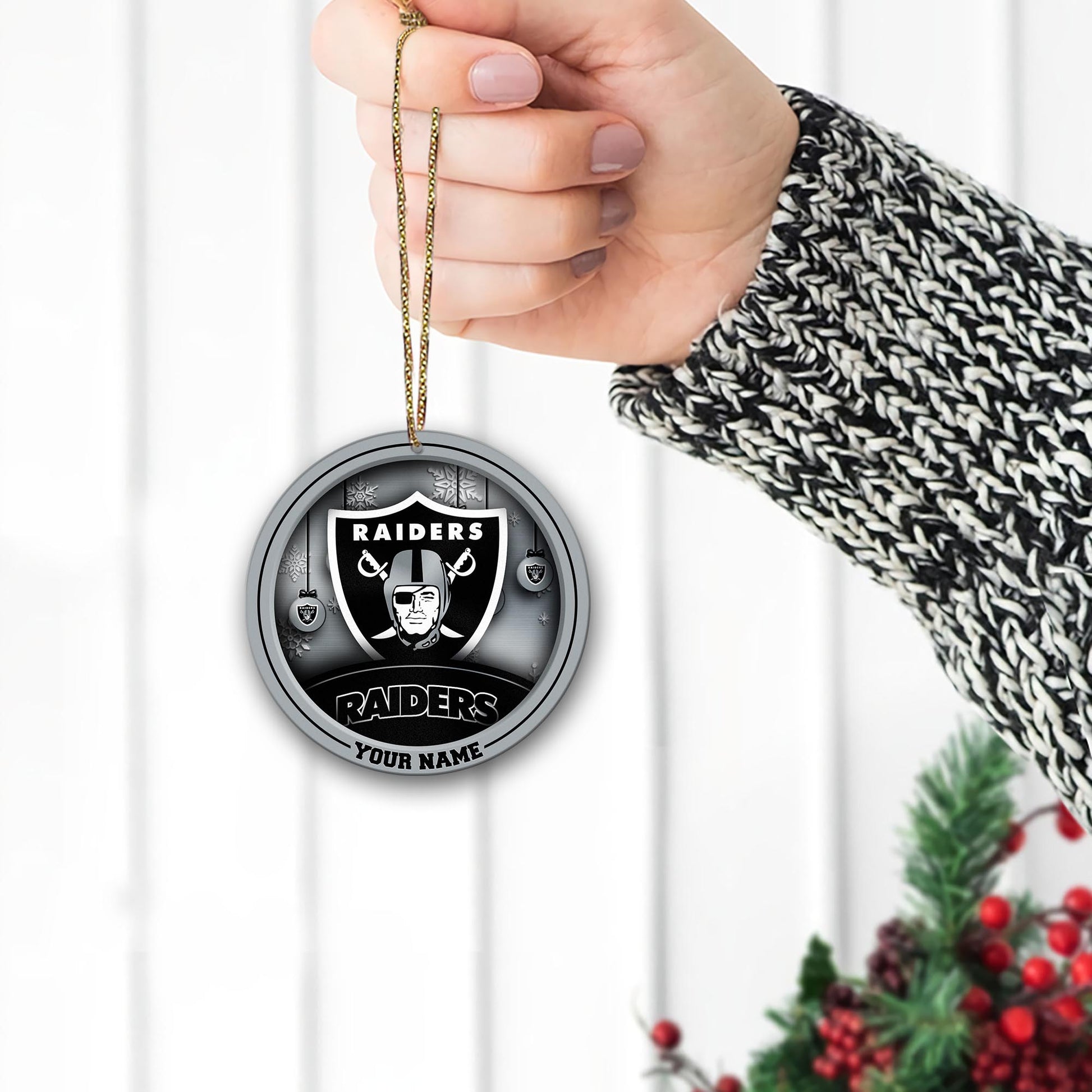 Las Vegas Raiders Circle Aluminium Custom Ornament 2 Side Trending New Arrivals H52912 ETUG311023