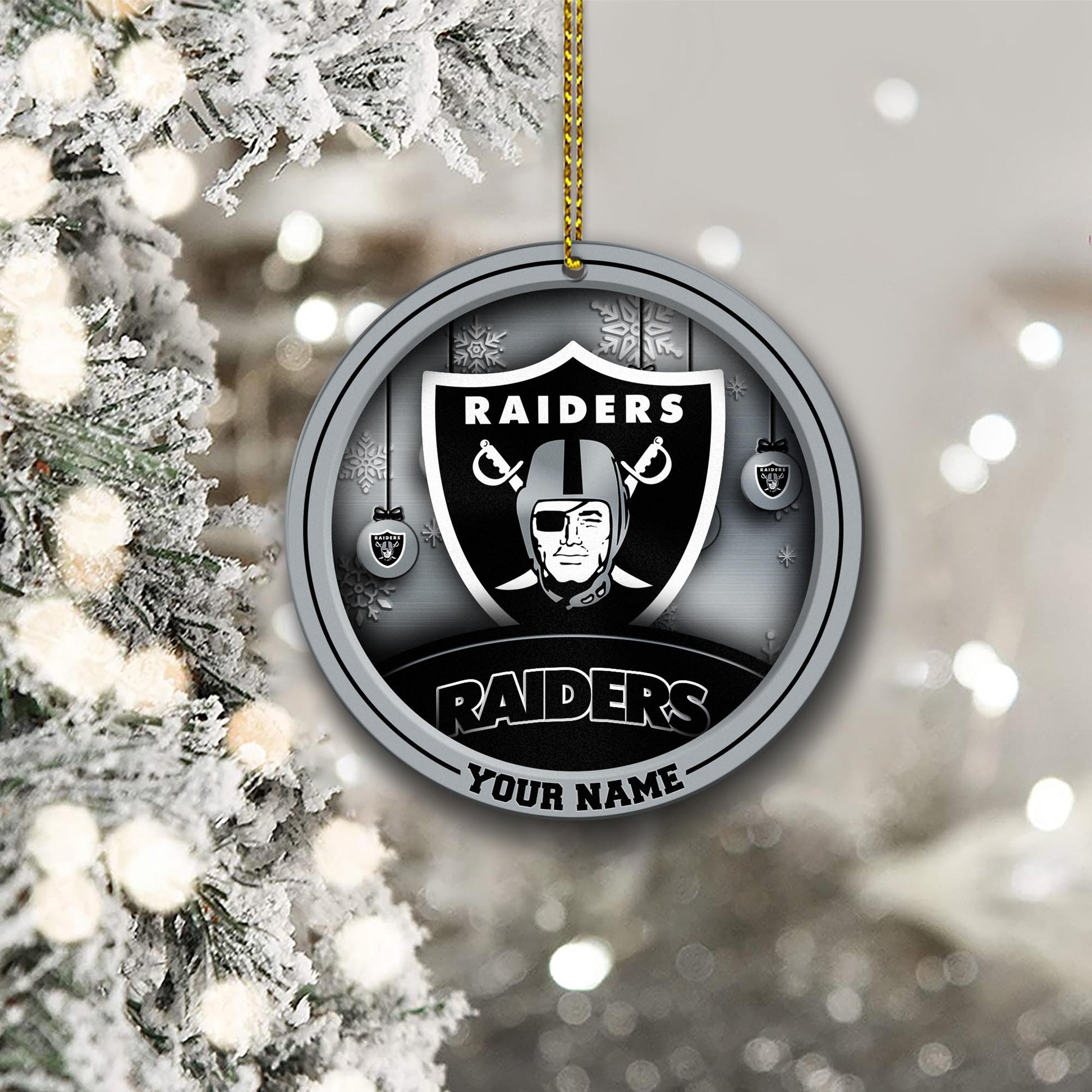 Las Vegas Raiders Circle Aluminium Custom Ornament 2 Side Trending New Arrivals H52912 ETUG311023