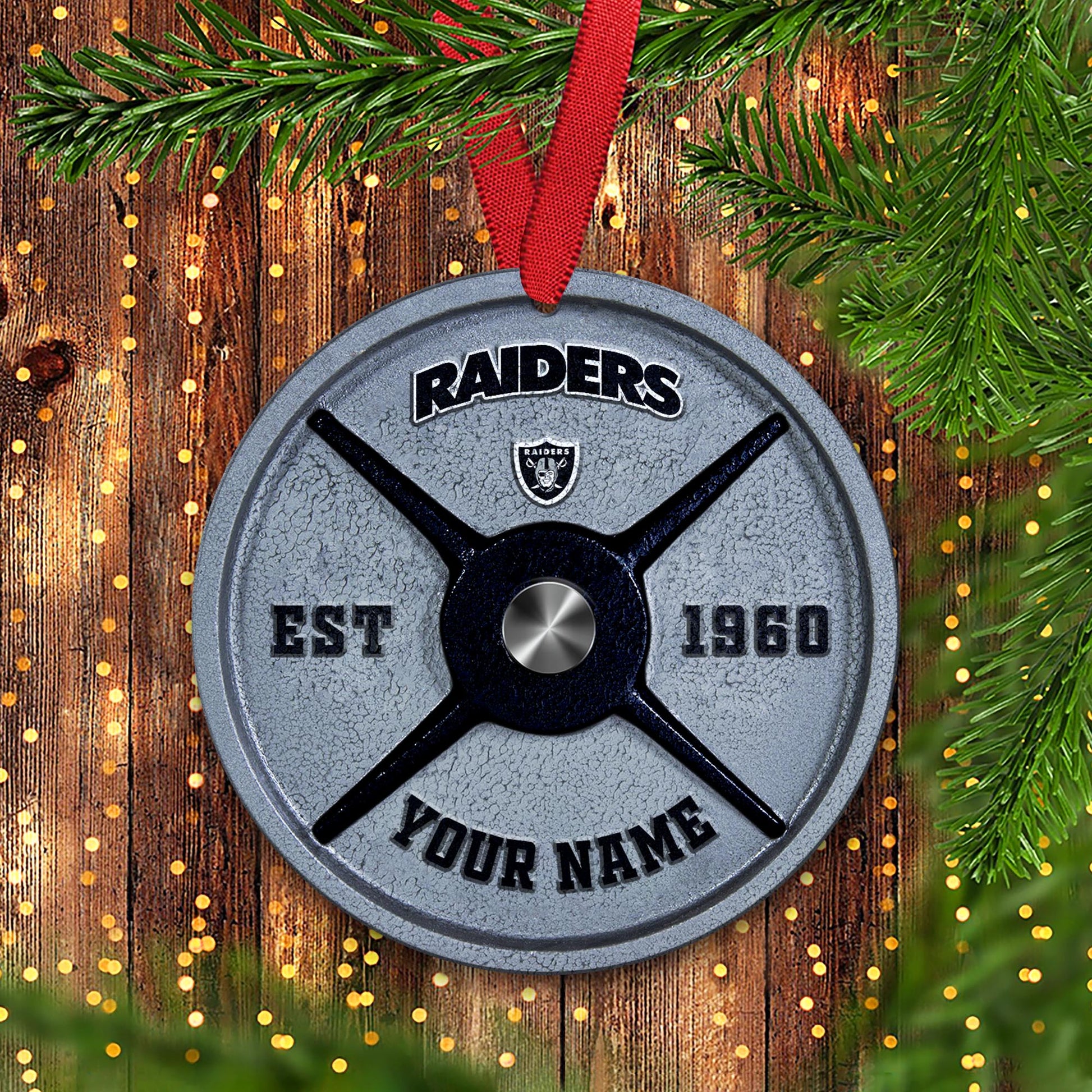Las Vegas Raiders Fitness Circle Aluminium Custom Ornament 2 Side Trending New Arrivals H52884 ETUG311023