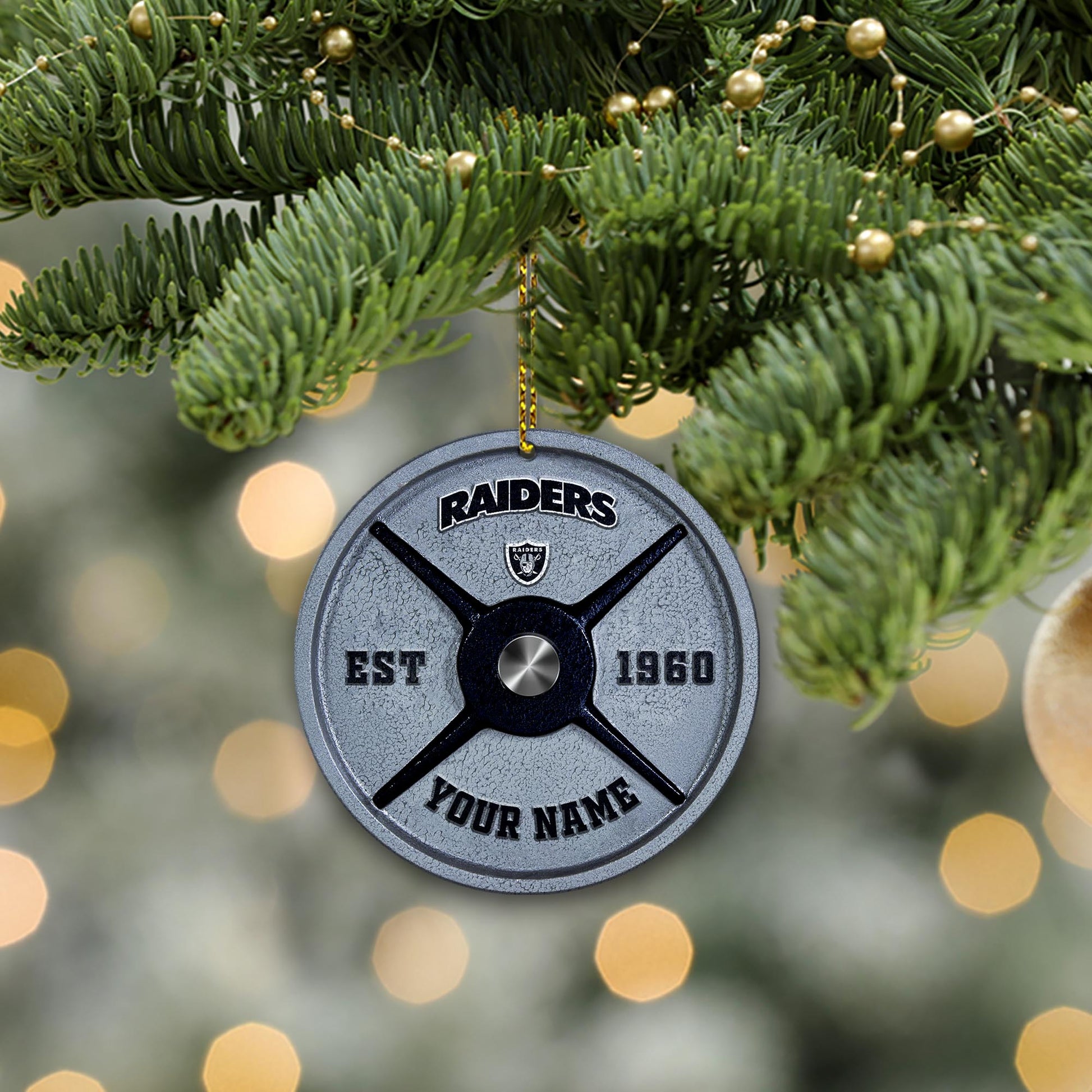 Las Vegas Raiders Fitness Circle Aluminium Custom Ornament 2 Side Trending New Arrivals H52884 ETUG311023