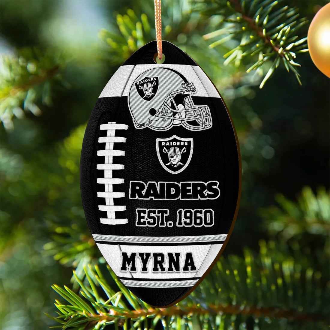 Las Vegas Raiders Wooden Ornament 2 Sides Personalized Your Name, Sport Team Ornament, Sport Hanging Decorations, Sport Gifts