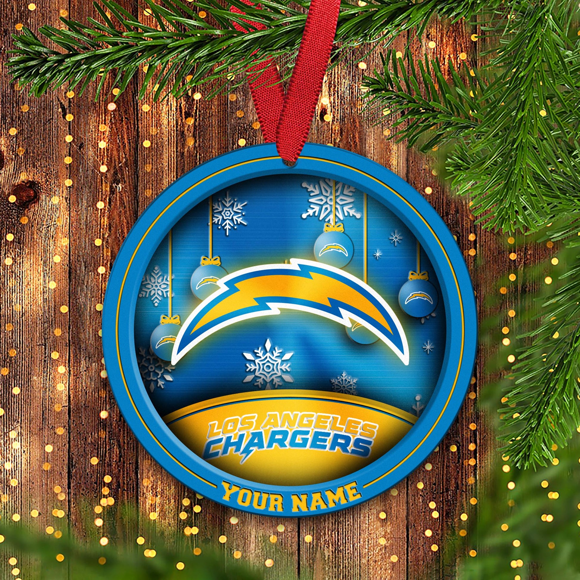 Los Angeles Chargers Circle Aluminium Custom Ornament 2 Side Trending New Arrivals H52912 ETUG311023
