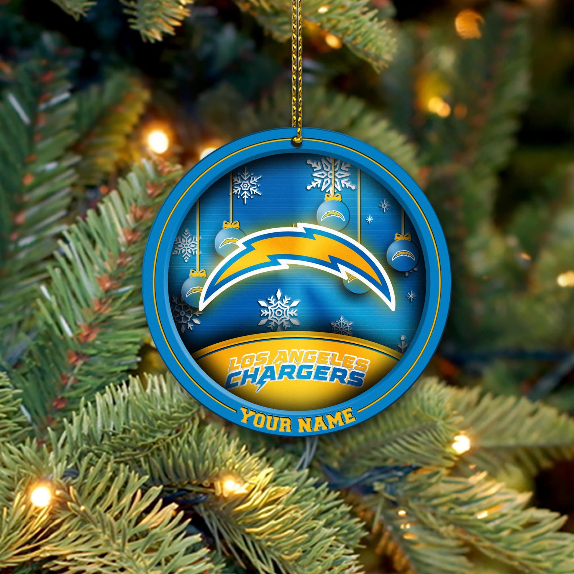 Los Angeles Chargers Circle Aluminium Custom Ornament 2 Side Trending New Arrivals H52912 ETUG311023