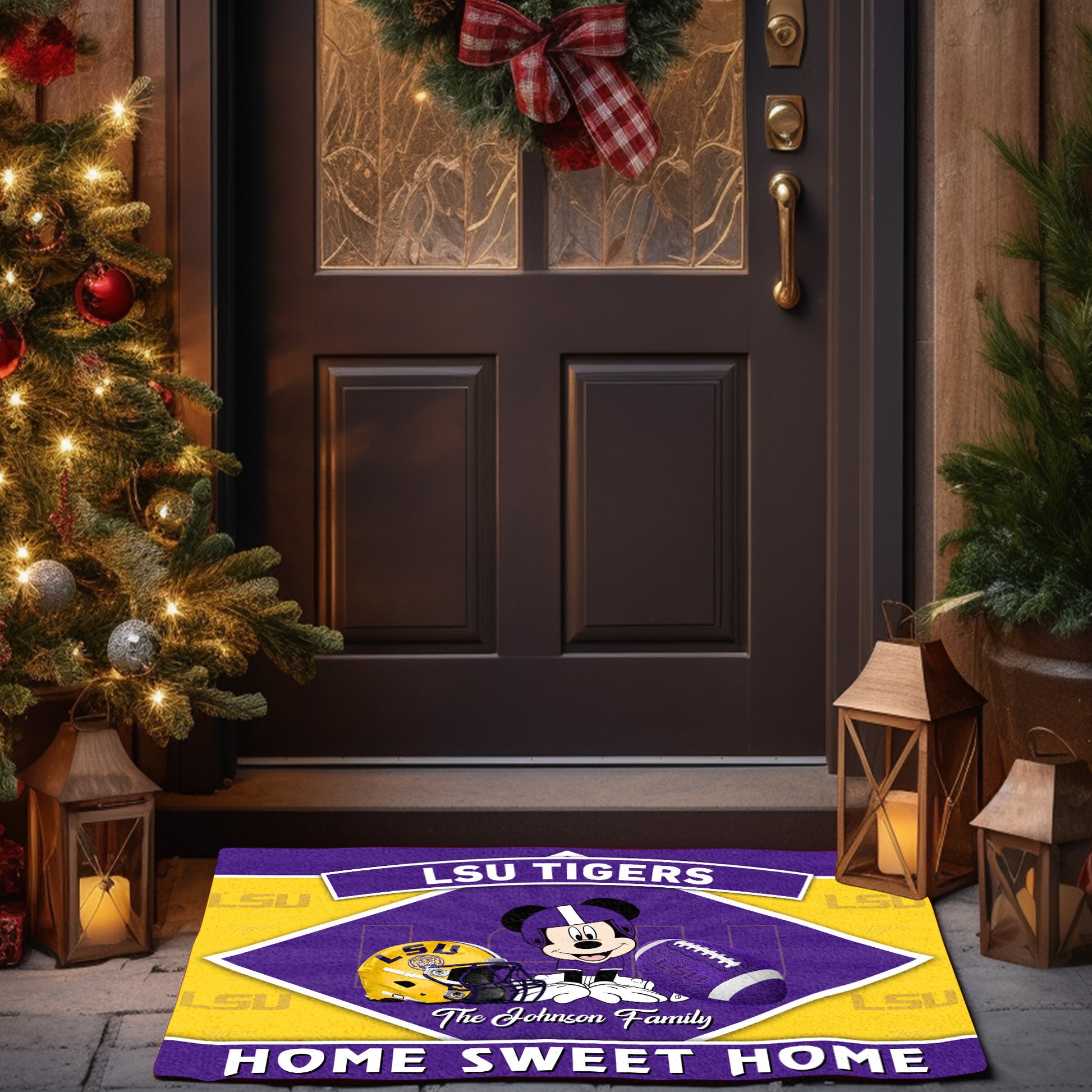LSU TIGERS Doormat Custom Your Family Name, Sport Team And MK Doormat, FootBall Fan Gifts EHIVM-52722