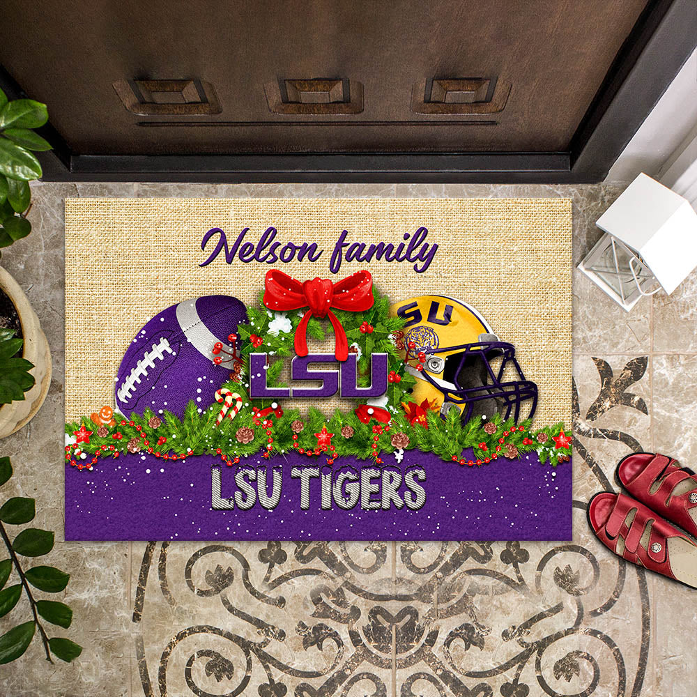 LSU TIGERS Doormat Personalized Your Name, Sport Team Doormat, Christmas Gifts For Football Fan, Home Decor ETHY-52726