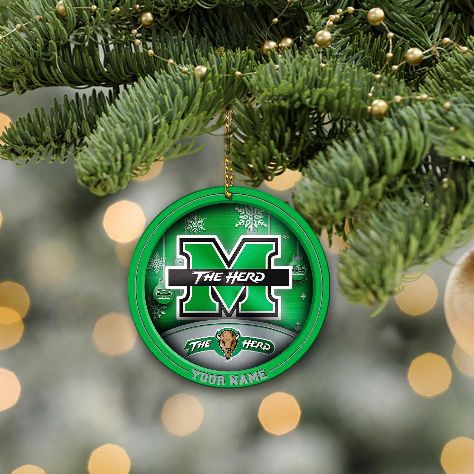 Marshall Thundering Herd Circle Aluminium Custom Ornament 2 Side Trending New Arrivals H52912 ETUG311023