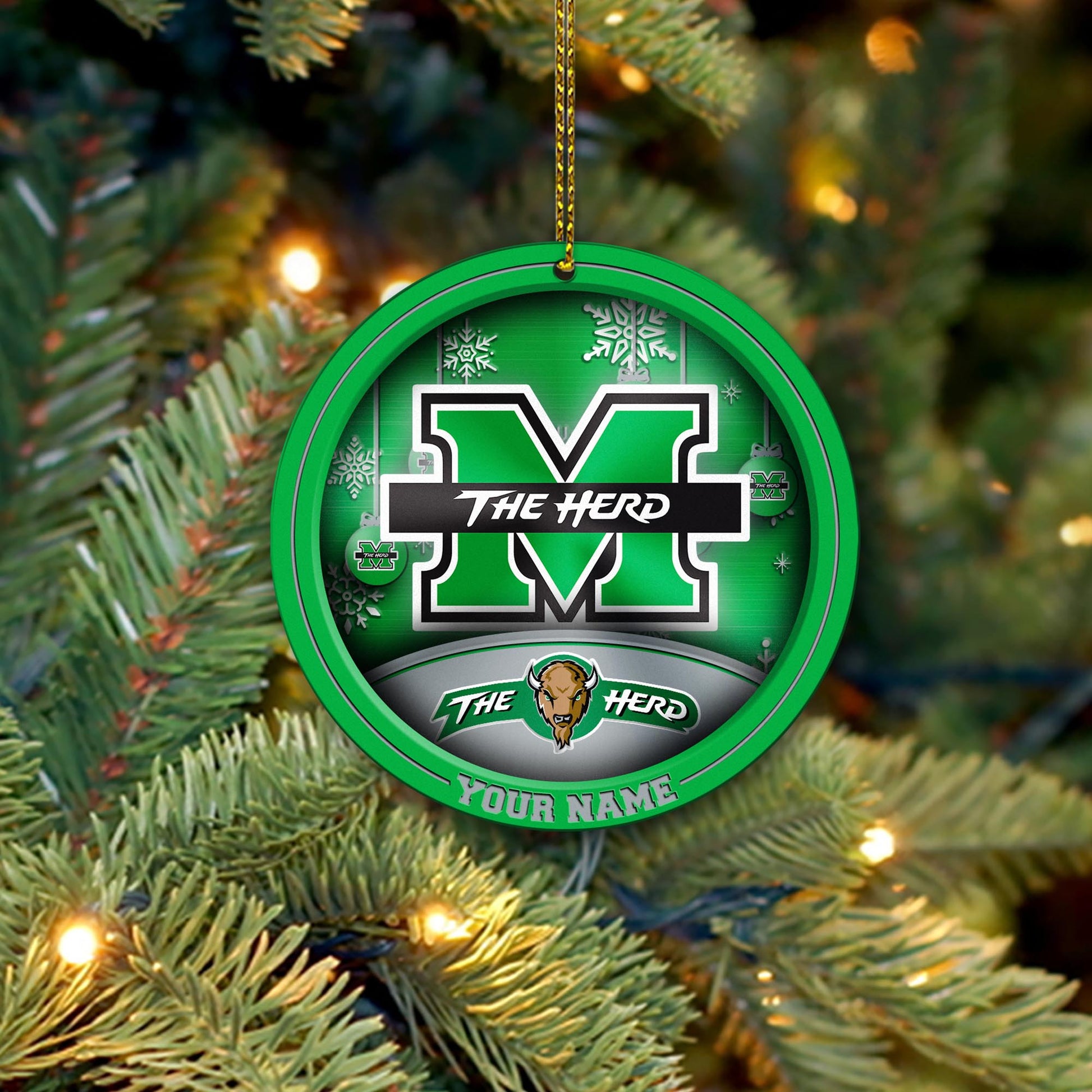 Marshall Thundering Herd Circle Aluminium Custom Ornament 2 Side Trending New Arrivals H52912 ETUG311023