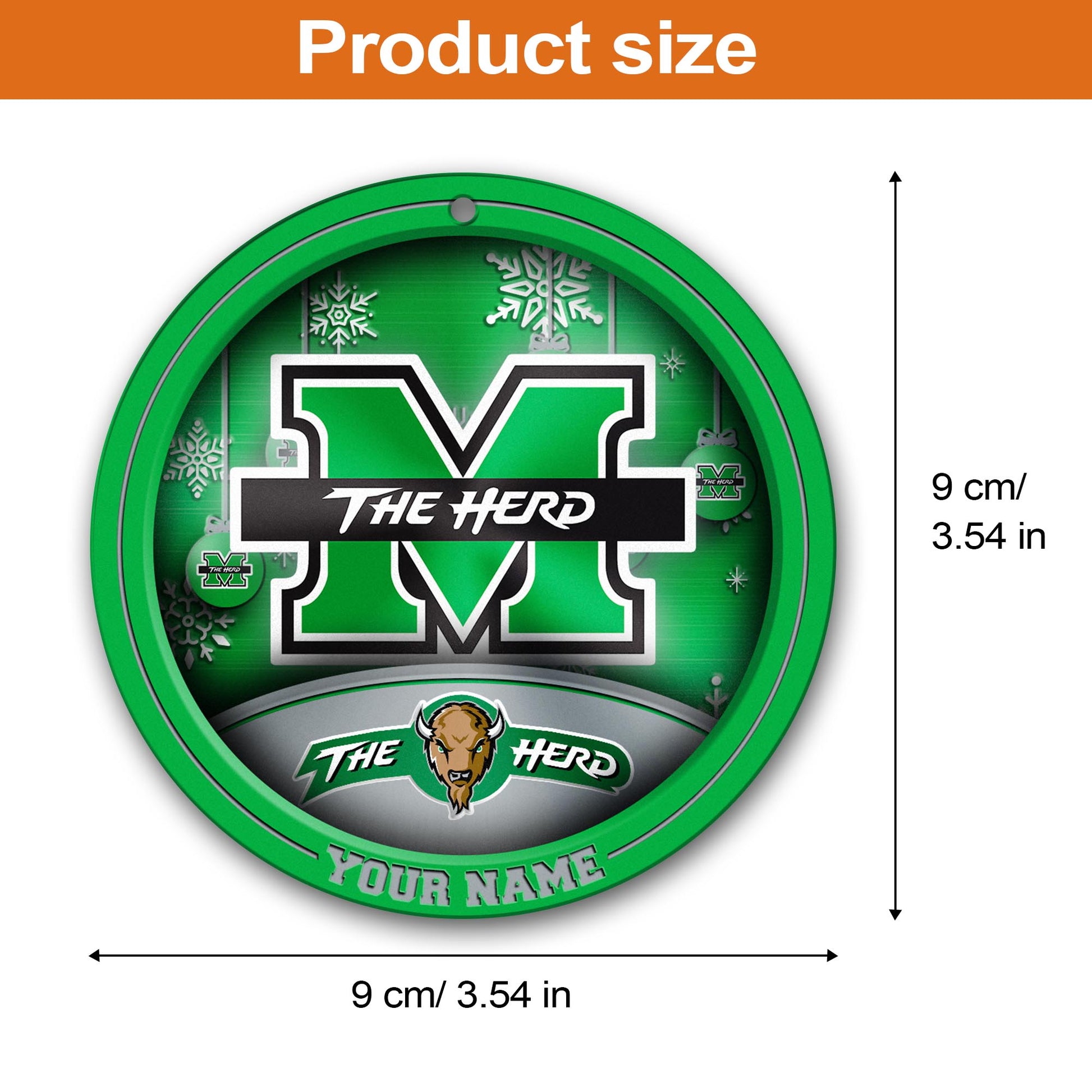 Marshall Thundering Herd Circle Aluminium Custom Ornament 2 Side Trending New Arrivals H52912 ETUG311023