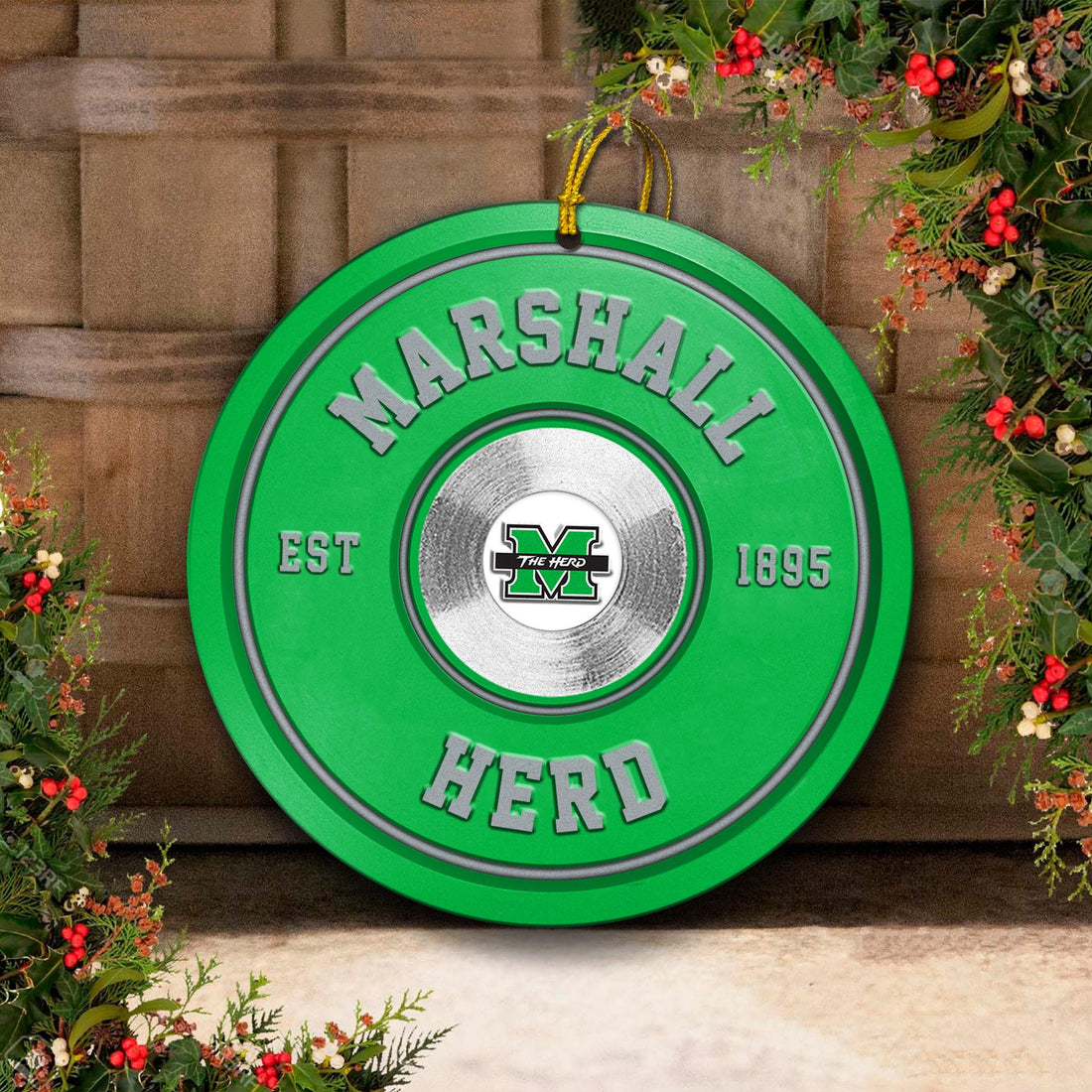Marshall Thundering Herd Fitness Circle Aluminium Ornament 2 Side Trending New Arrivals H52883 ETUG311023