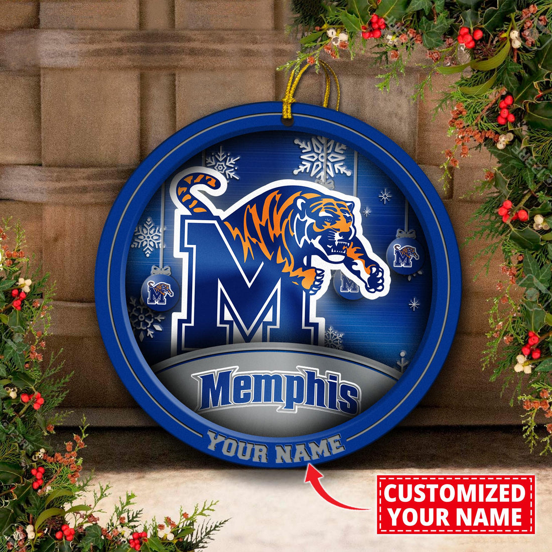Memphis Tigers Circle Aluminium Custom Ornament 2 Side Trending New Arrivals H52912 ETUG311023