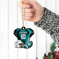 Miami Dolphins 2 Layered Piece Wooden Ornament Custom Name And Number, Sport Team Ornament, Sport Gifts ETRG-52175