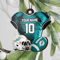 Miami Dolphins 2 Layered Piece Wooden Ornament Custom Name And Number, Sport Team Ornament, Sport Gifts ETRG-52175
