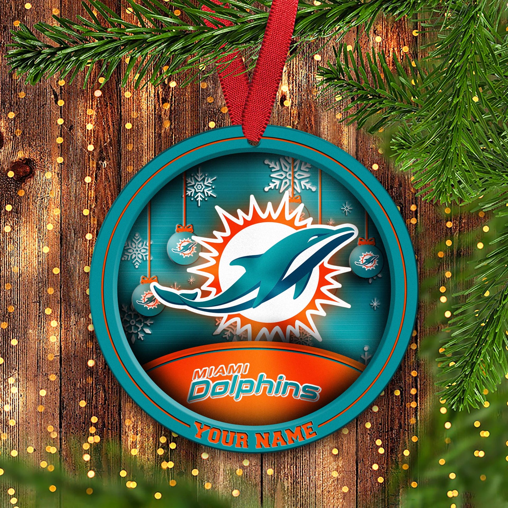 Miami Dolphins Circle Aluminium Custom Ornament 2 Side Trending New Arrivals H52912 ETUG311023