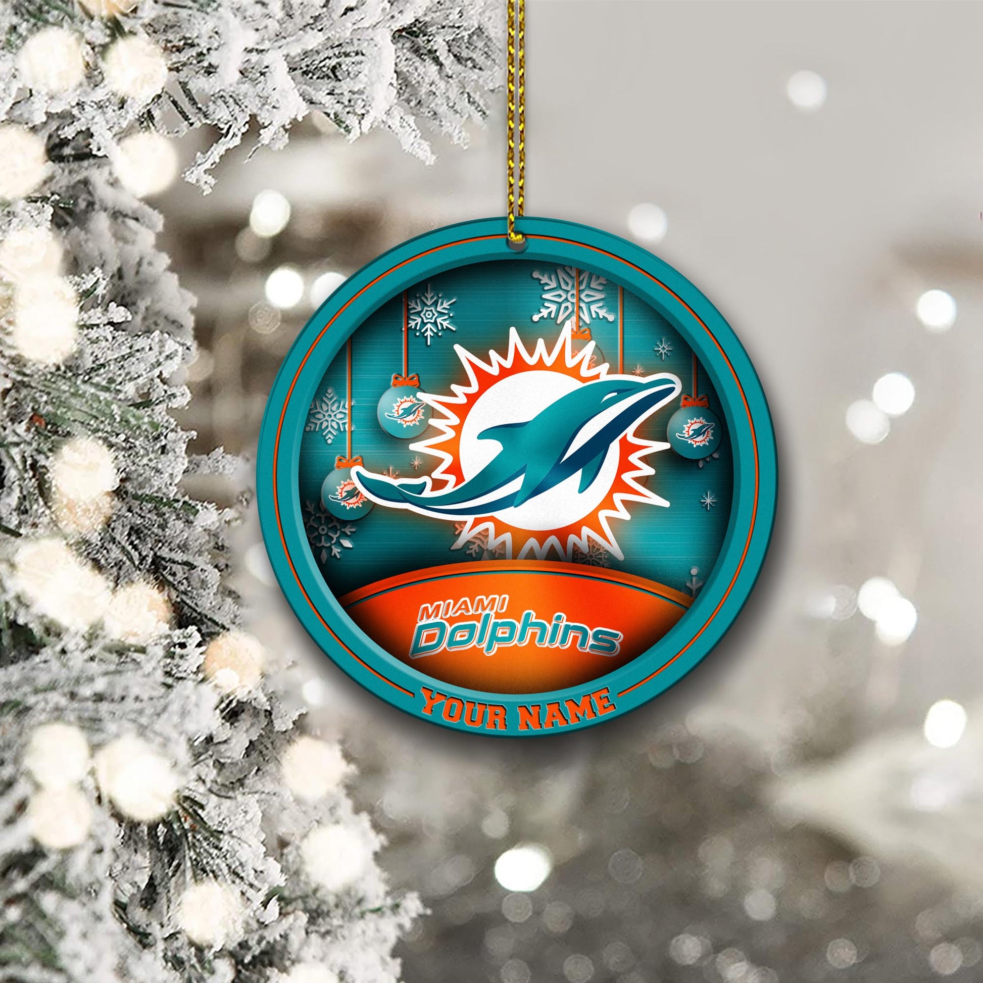 Miami Dolphins Circle Aluminium Custom Ornament 2 Side Trending New Arrivals H52912 ETUG311023