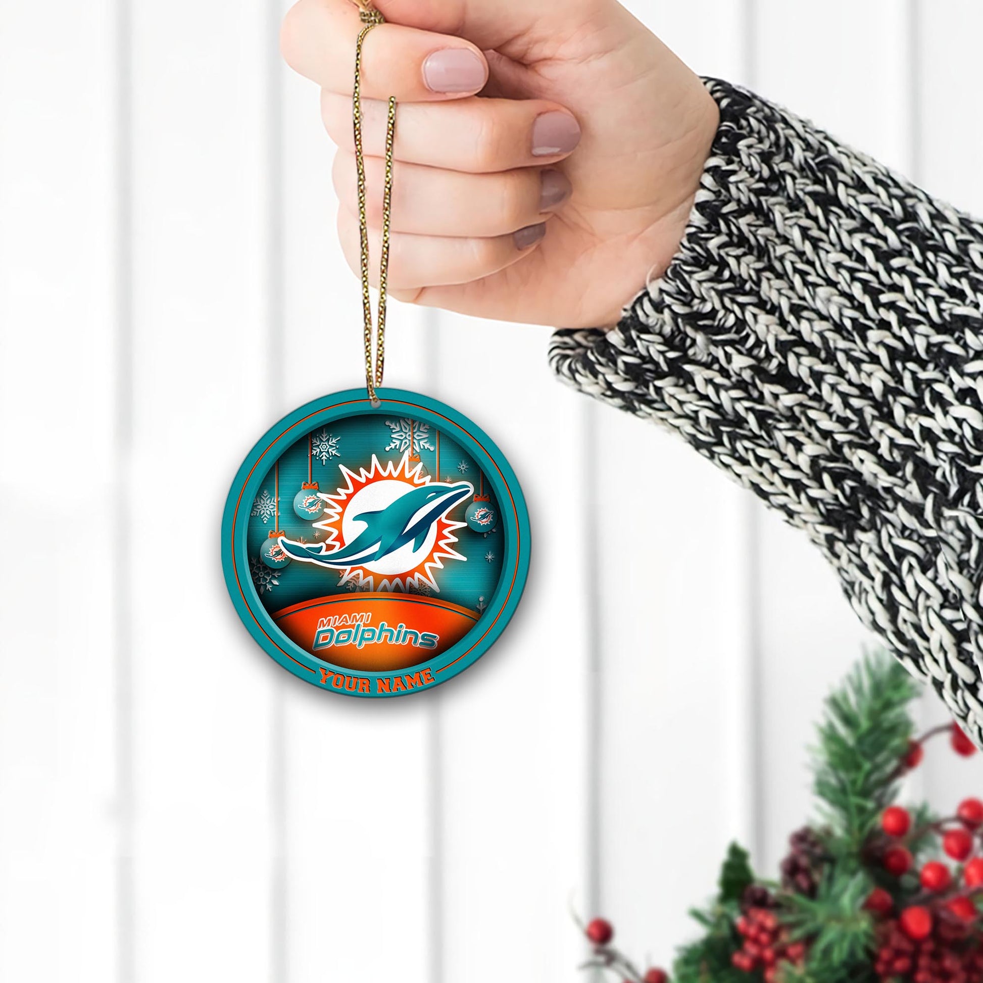 Miami Dolphins Circle Aluminium Custom Ornament 2 Side Trending New Arrivals H52912 ETUG311023