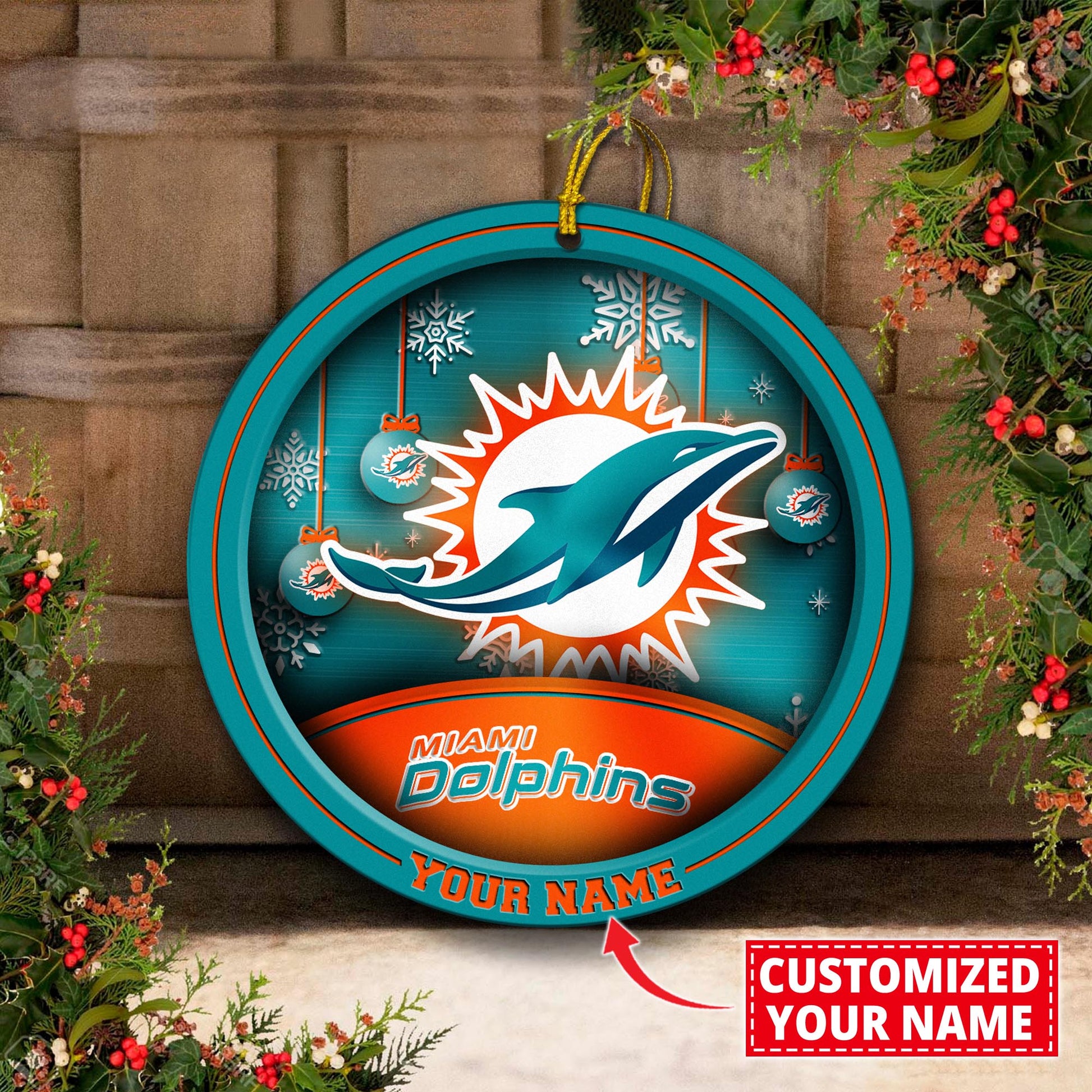 Miami Dolphins Circle Aluminium Custom Ornament 2 Side Trending New Arrivals H52912 ETUG311023