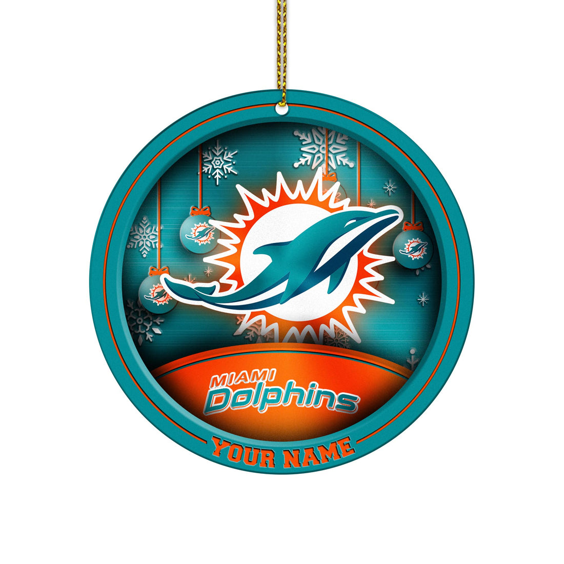 Miami Dolphins Circle Aluminium Custom Ornament 2 Side Trending New Arrivals H52912 ETUG311023