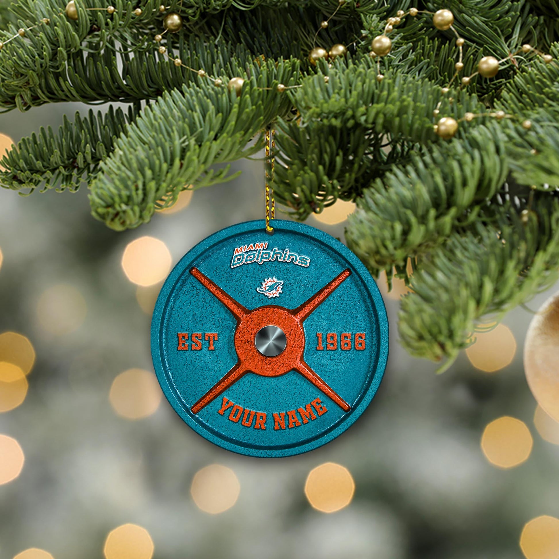 Miami Dolphins Fitness Circle Aluminium Custom Ornament 2 Side Trending New Arrivals H52884 ETUG311023