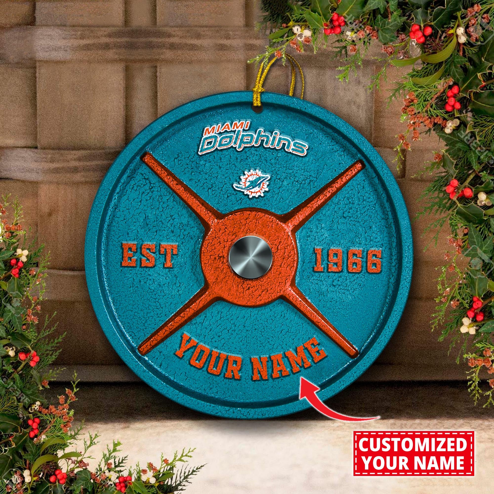 Miami Dolphins Fitness Circle Aluminium Custom Ornament 2 Side Trending New Arrivals H52884 ETUG311023