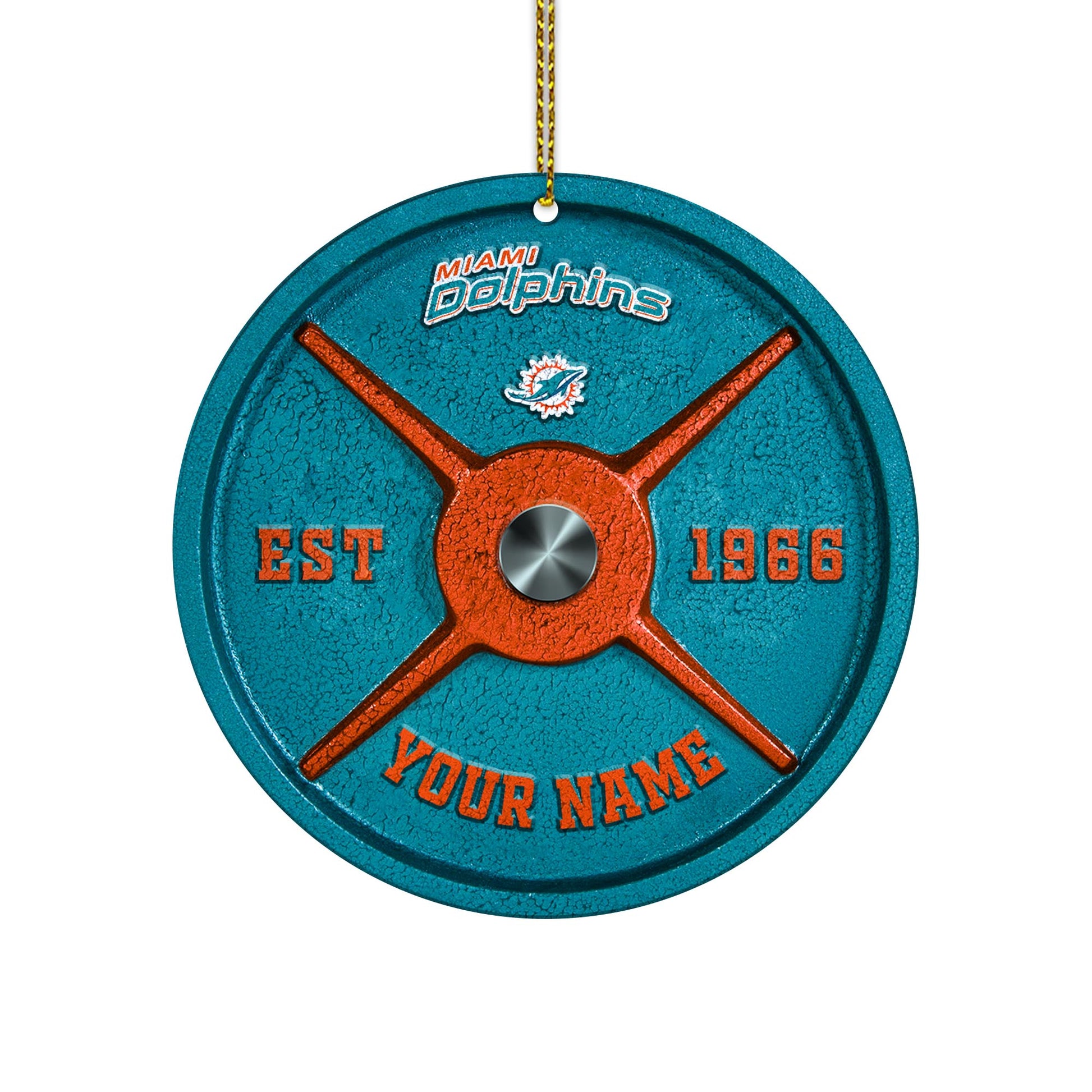 Miami Dolphins Fitness Circle Aluminium Custom Ornament 2 Side Trending New Arrivals H52884 ETUG311023