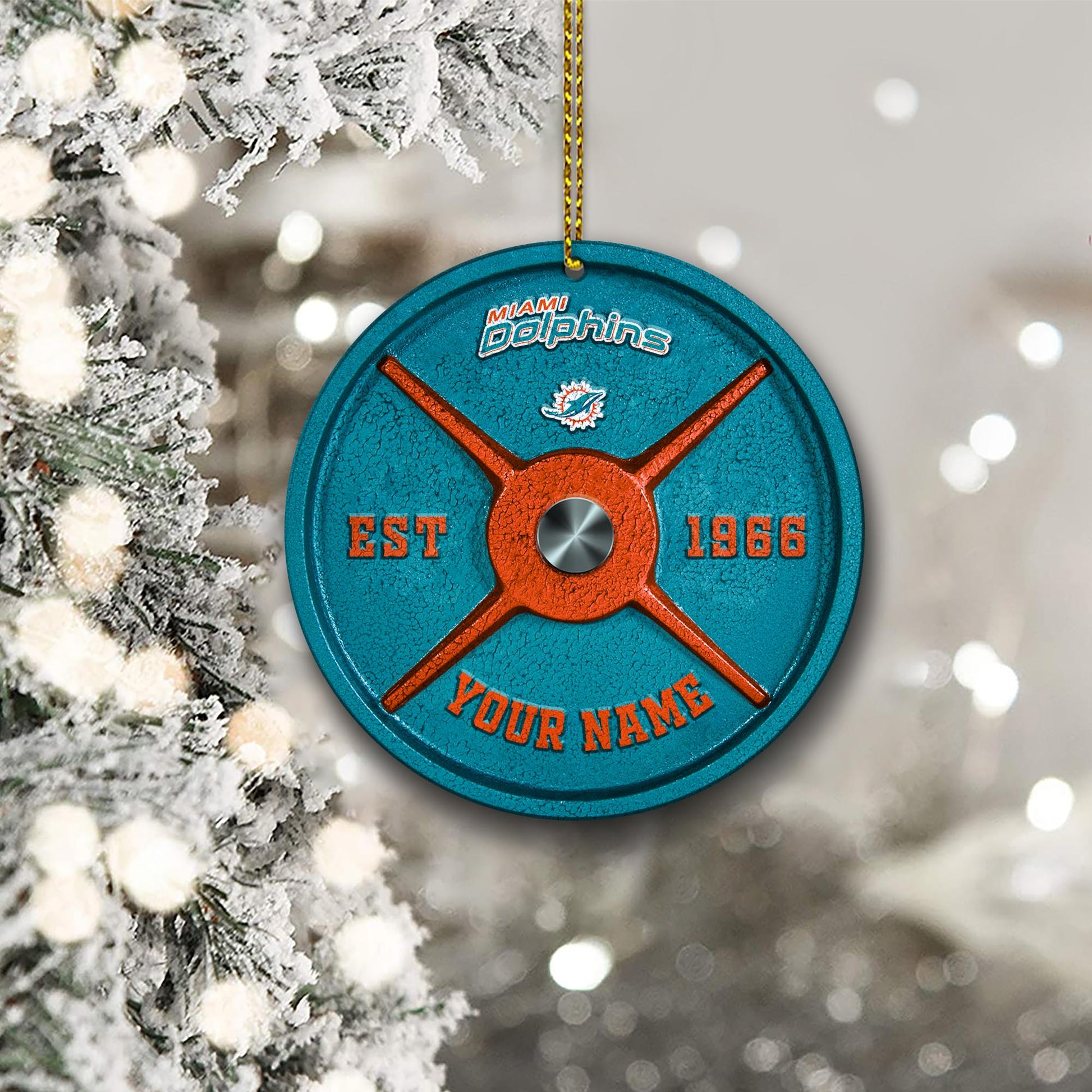Miami Dolphins Fitness Circle Aluminium Custom Ornament 2 Side Trending New Arrivals H52884 ETUG311023