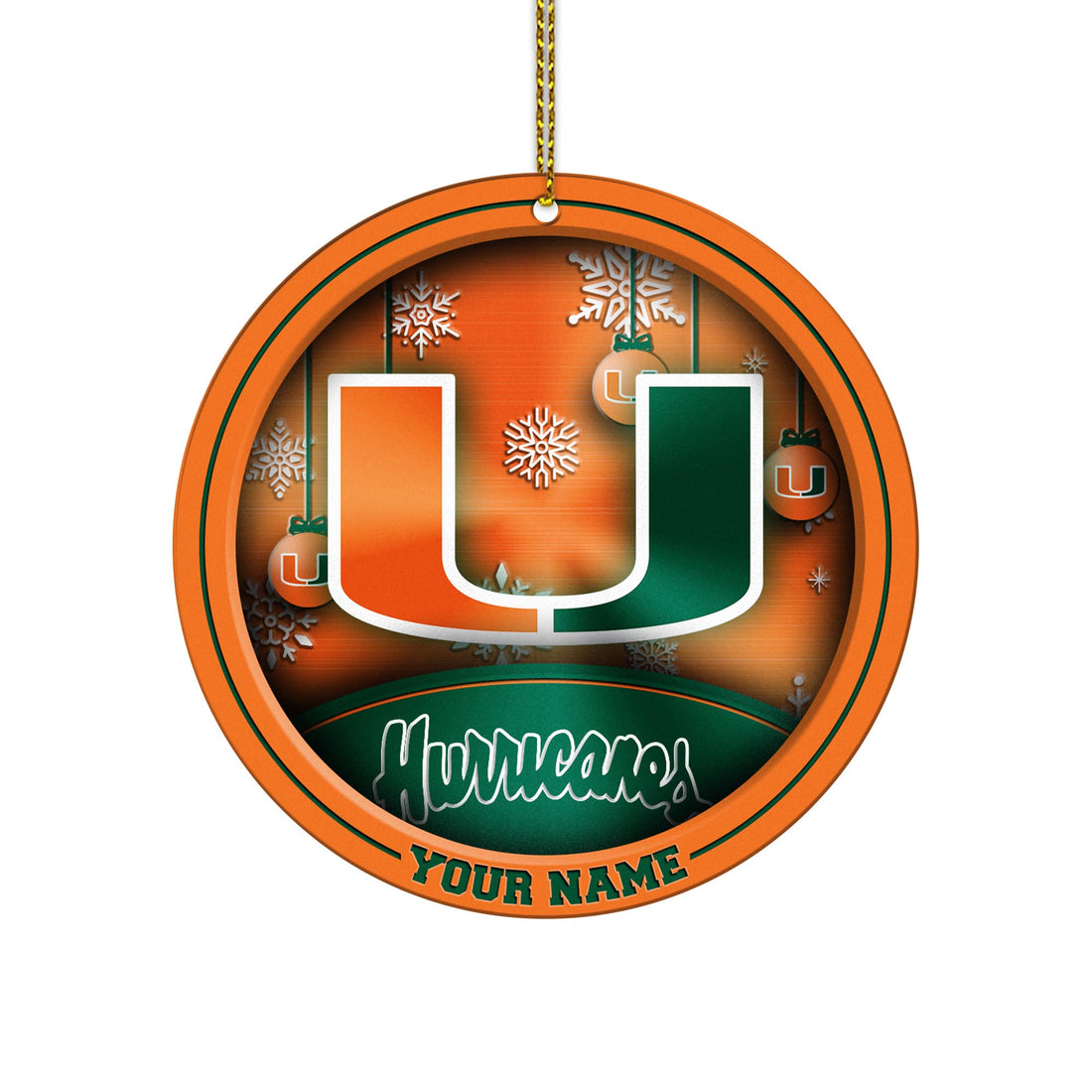 Miami Hurricanes Circle Aluminium Custom Ornament 2 Side Trending New Arrivals H52912 ETUG311023
