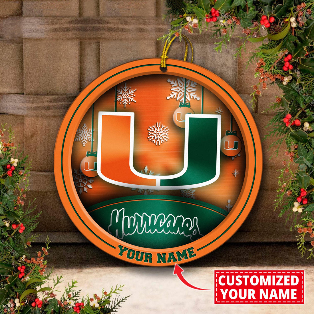 Miami Hurricanes Circle Aluminium Custom Ornament 2 Side Trending New Arrivals H52912 ETUG311023