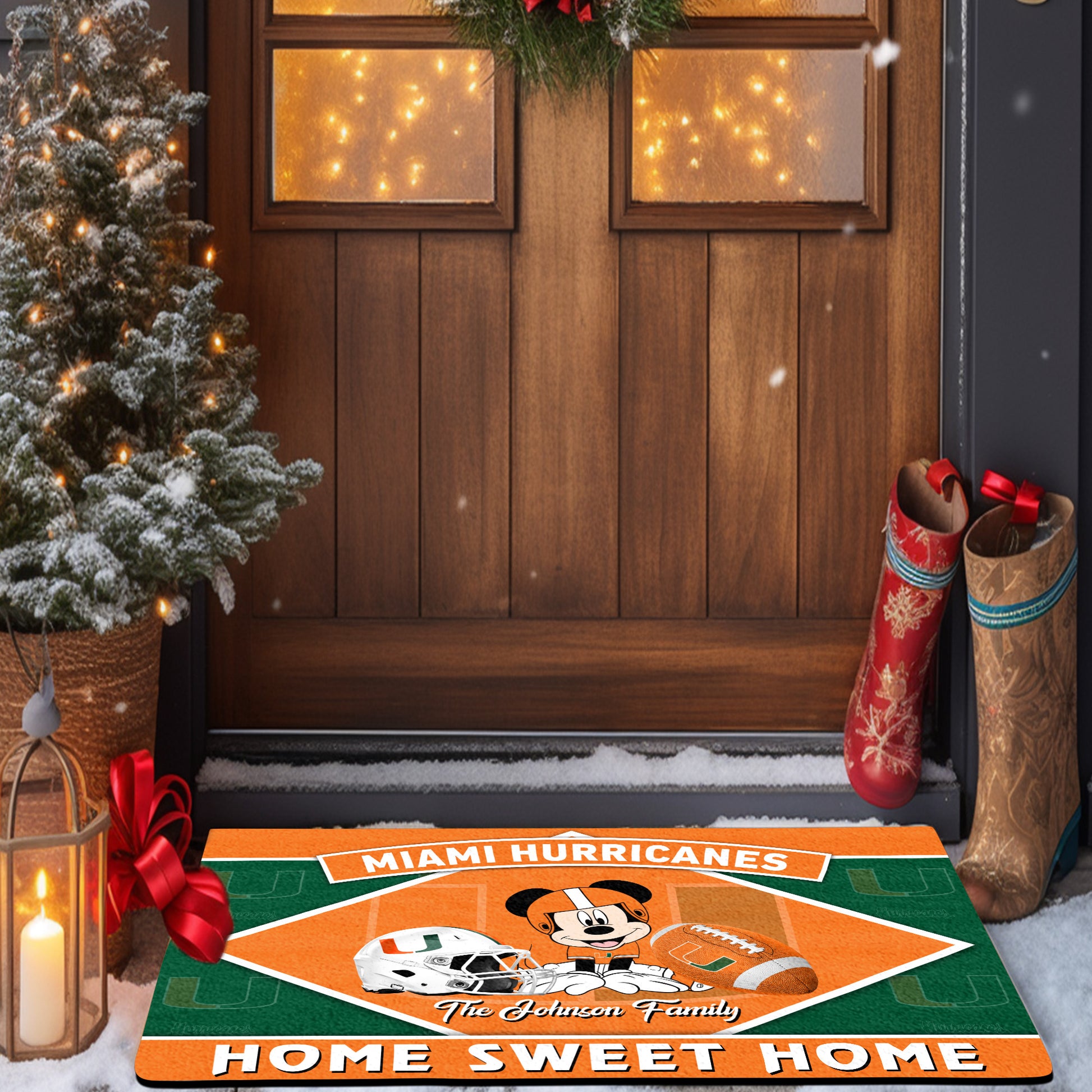 Miami Hurricanes Doormat Custom Your Family Name, Sport Team And MK Doormat, FootBall Fan Gifts EHIVM-52722