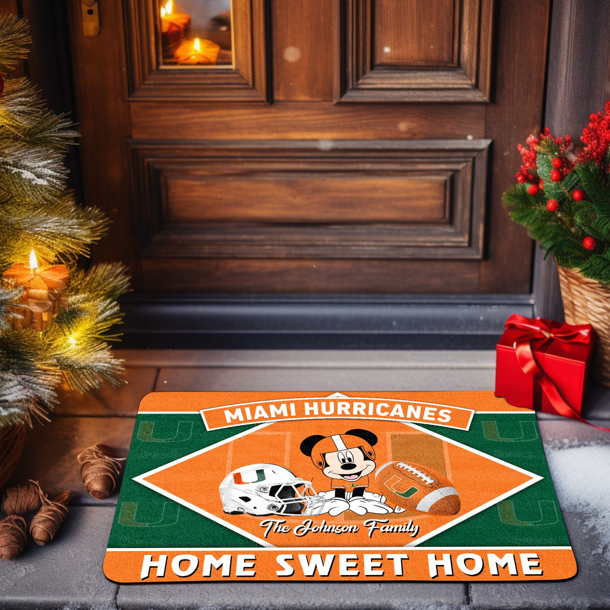 Miami Hurricanes Doormat Custom Your Family Name, Sport Team And MK Doormat, FootBall Fan Gifts EHIVM-52722
