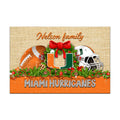Miami Hurricanes Doormat Personalized Your Name, Sport Team Doormat, Christmas Gifts For Football Fan, Home Decor ETHY-52726