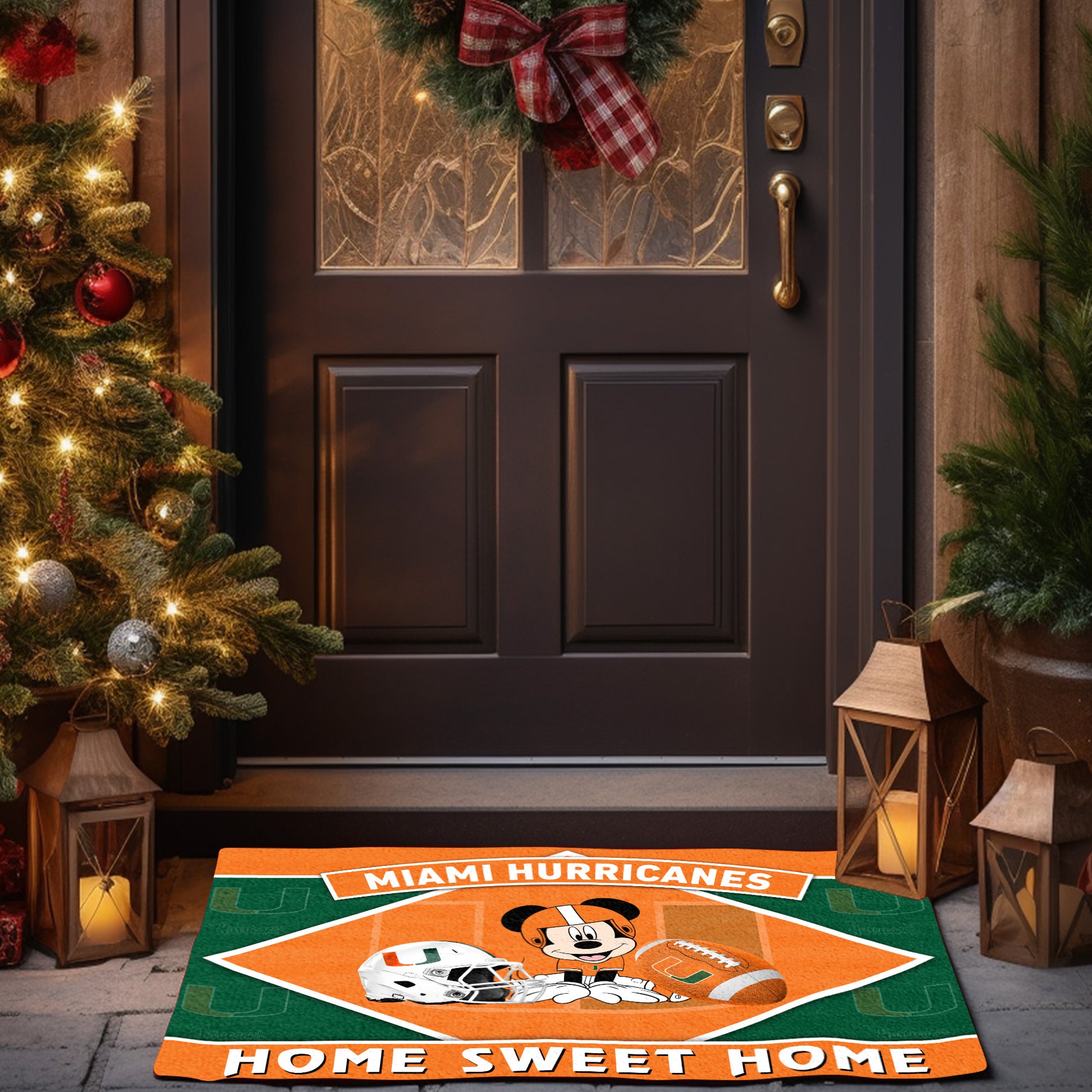 Miami Hurricanes Doormat, Sport Team And MK Doormat, FootBall Fan Gifts