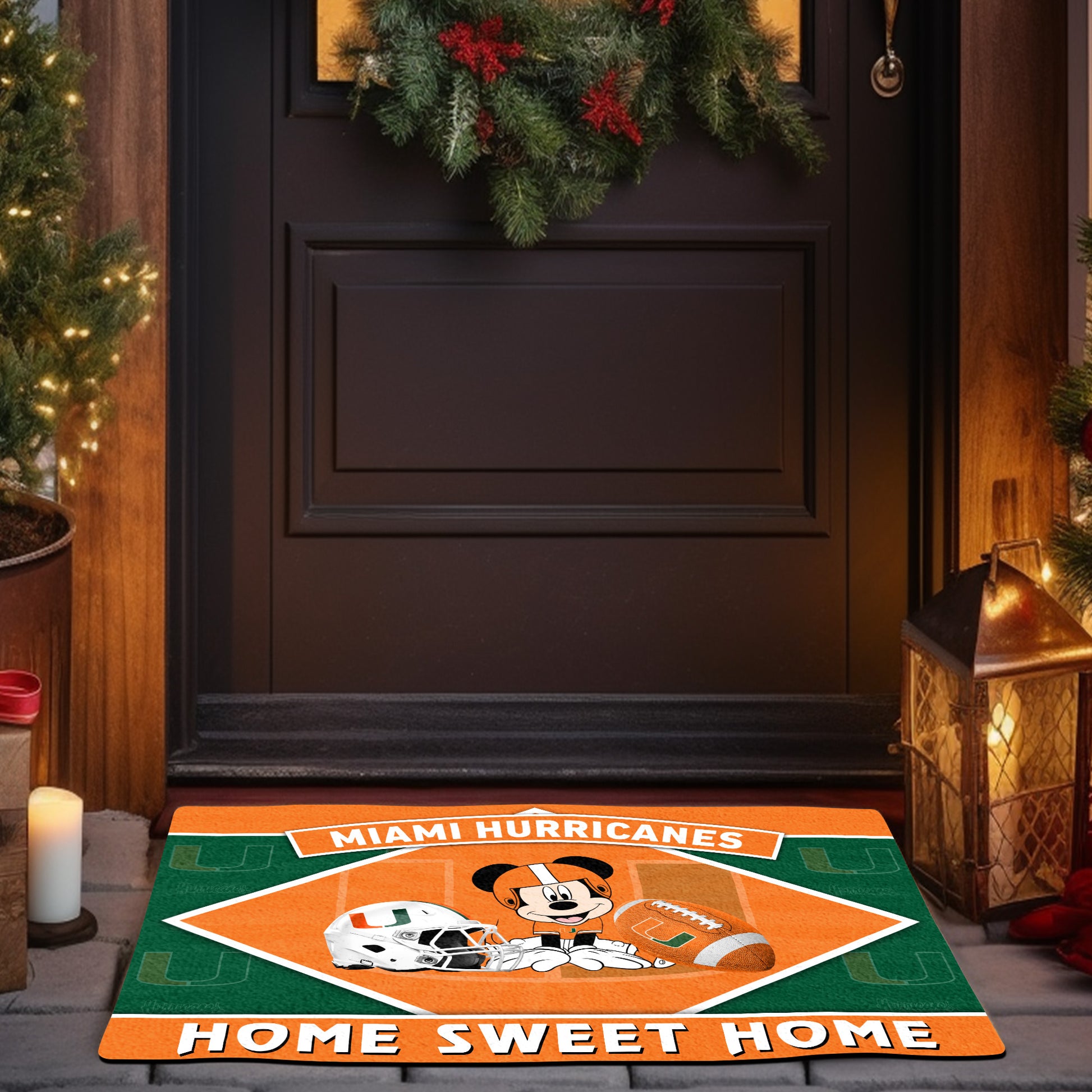 Miami Hurricanes Doormat, Sport Team And MK Doormat, FootBall Fan Gifts