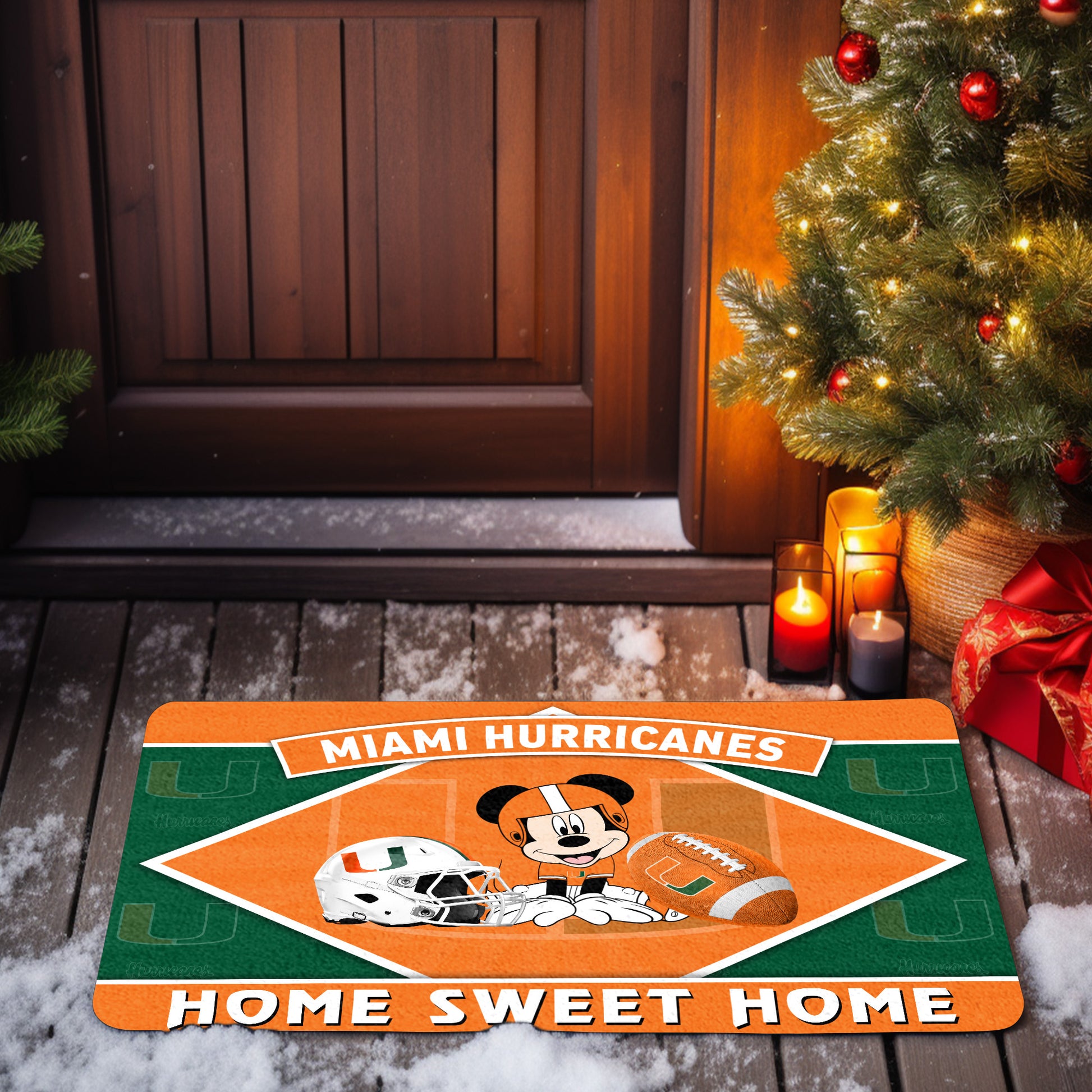 Miami Hurricanes Doormat, Sport Team And MK Doormat, FootBall Fan Gifts