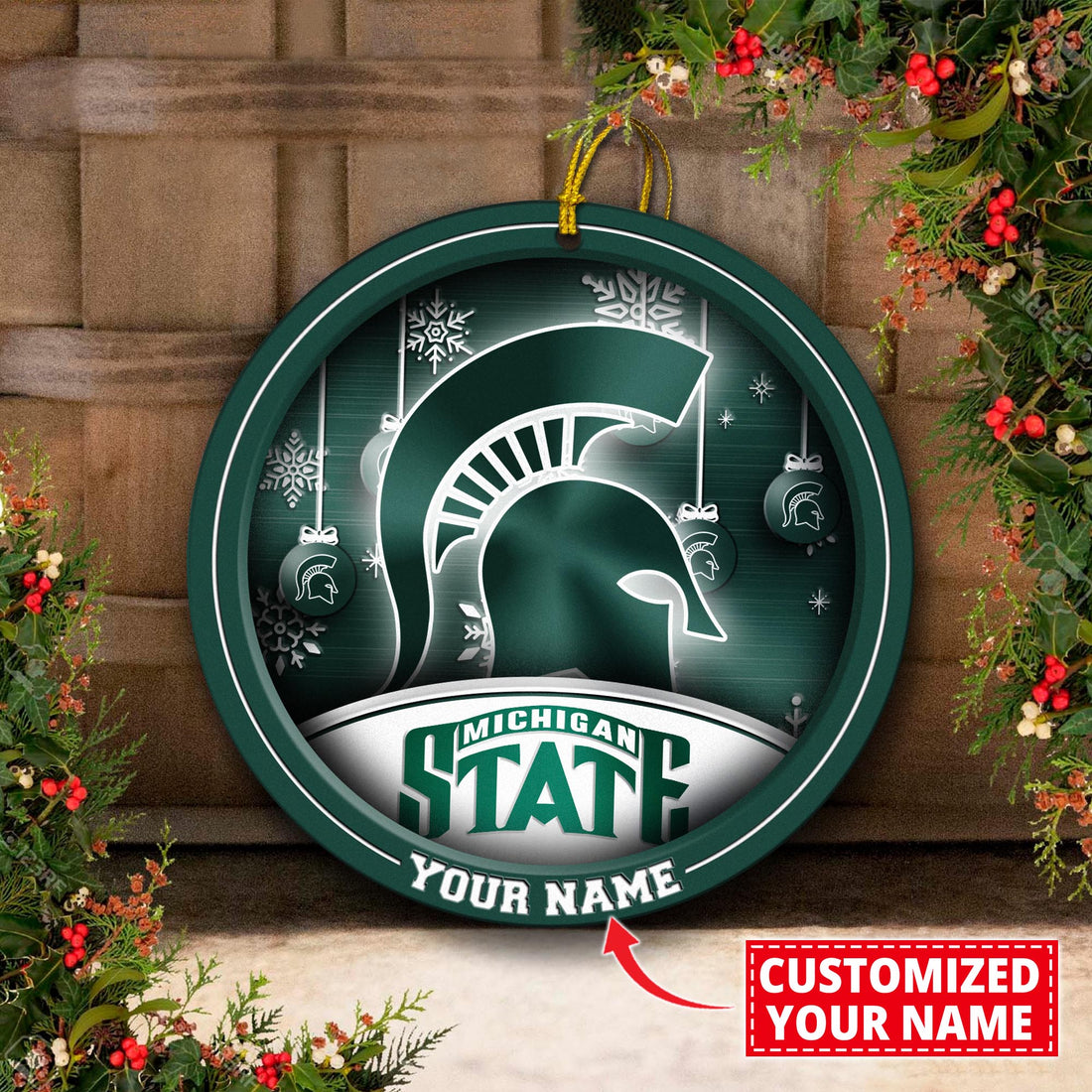 Michigan State Spartans Circle Aluminium Custom Ornament 2 Side Trending New Arrivals H52912 ETUG311023