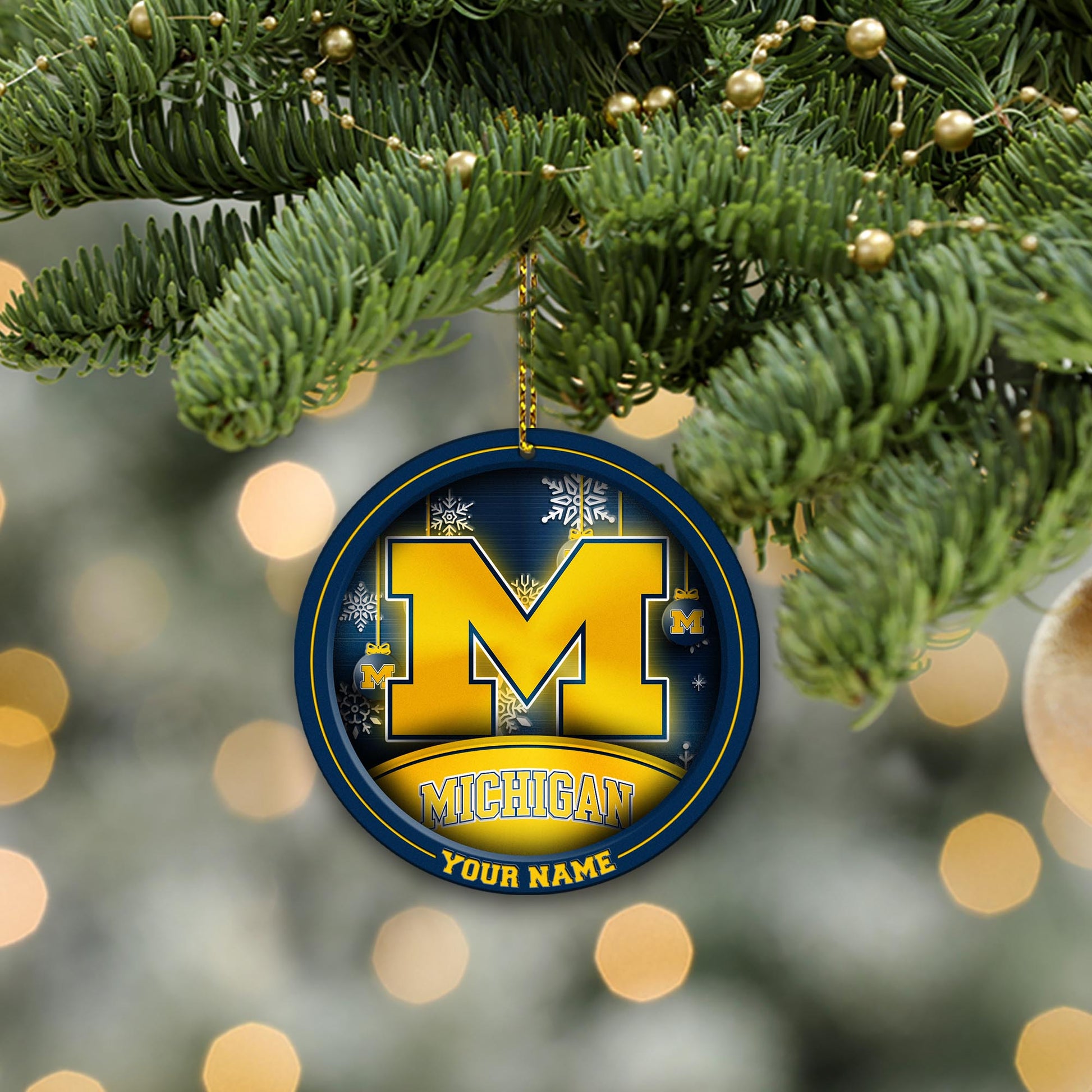 Michigan Wolverines Circle Aluminium Custom Ornament 2 Side Trending New Arrivals H52912 ETUG311023