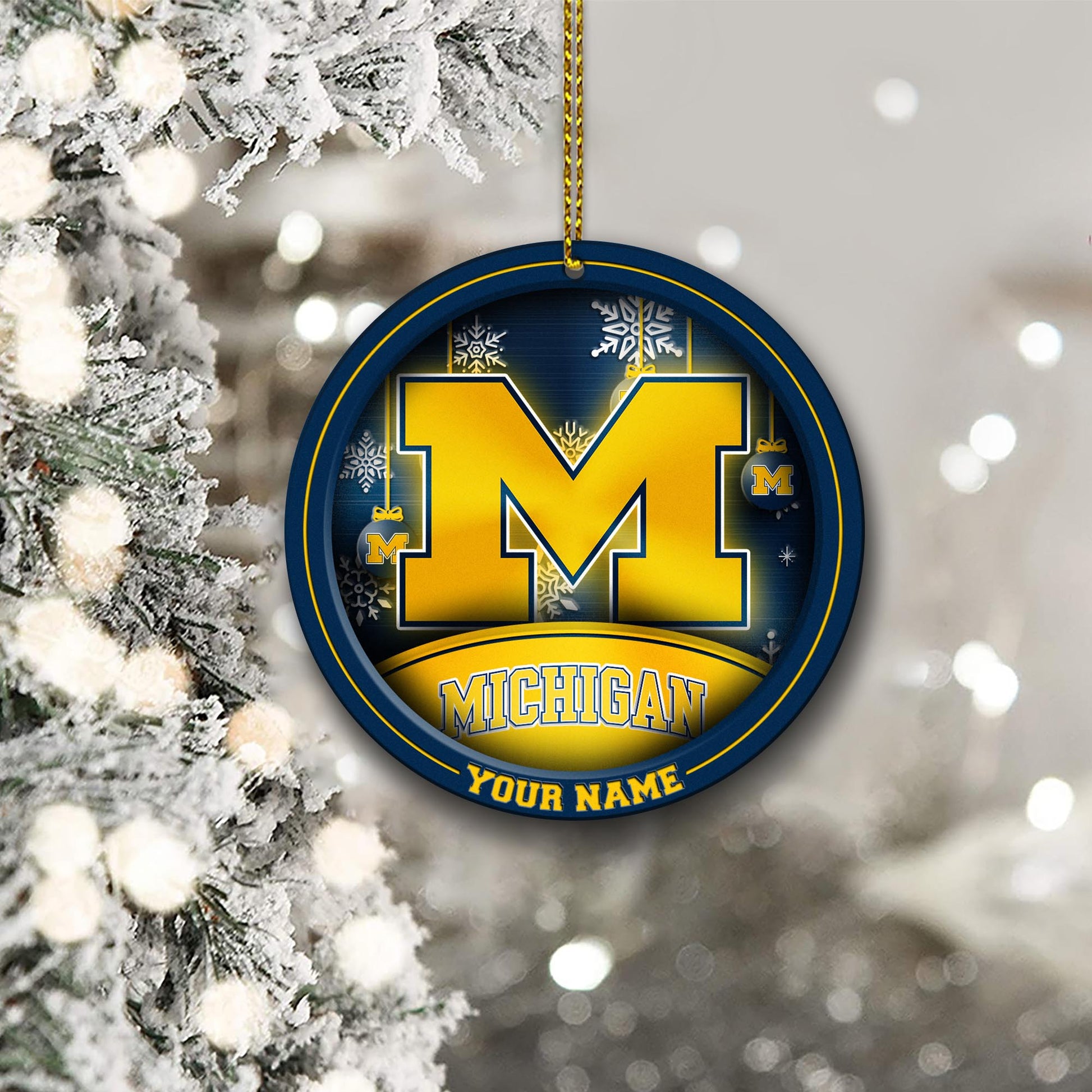 Michigan Wolverines Circle Aluminium Custom Ornament 2 Side Trending New Arrivals H52912 ETUG311023