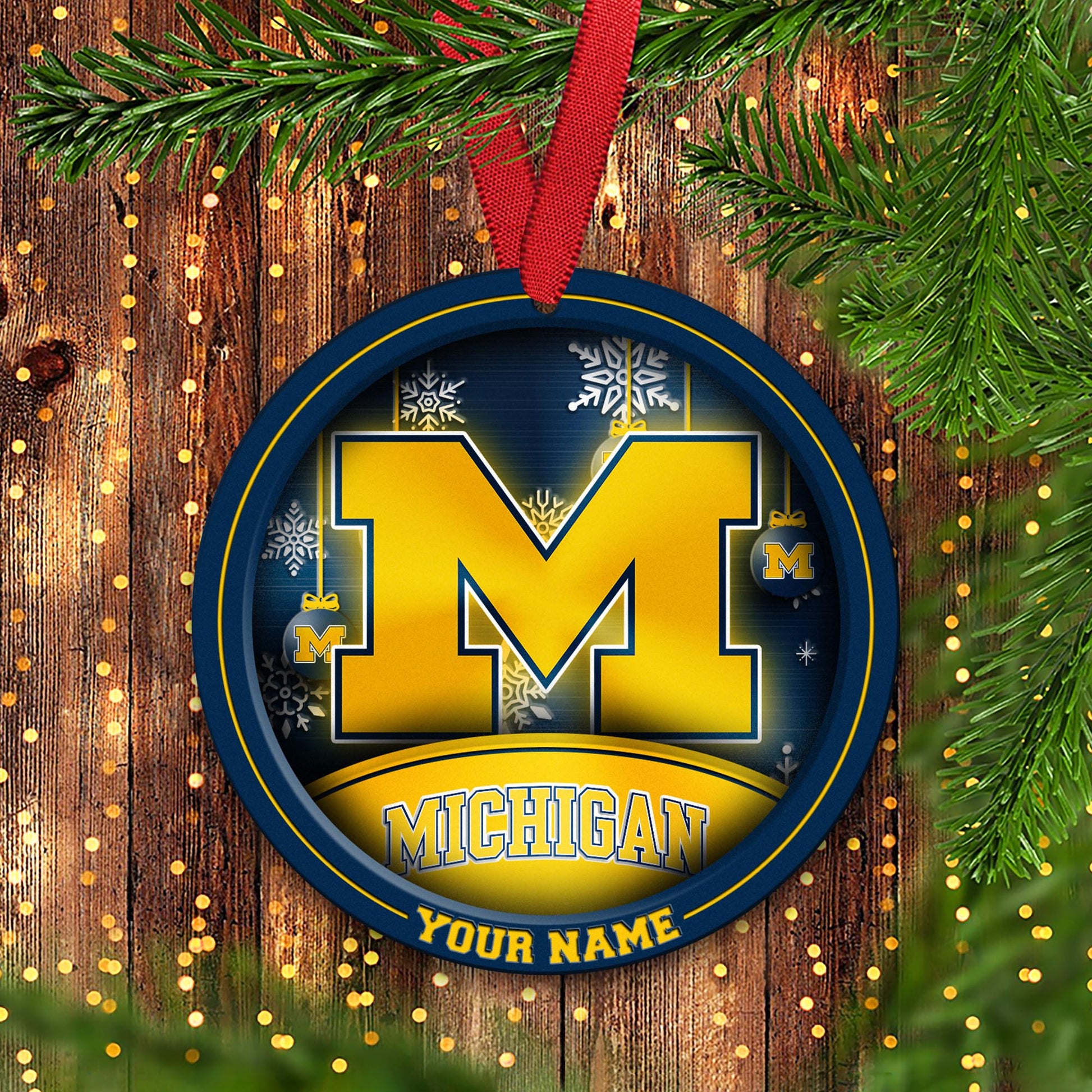 Michigan Wolverines Circle Aluminium Custom Ornament 2 Side Trending New Arrivals H52912 ETUG311023