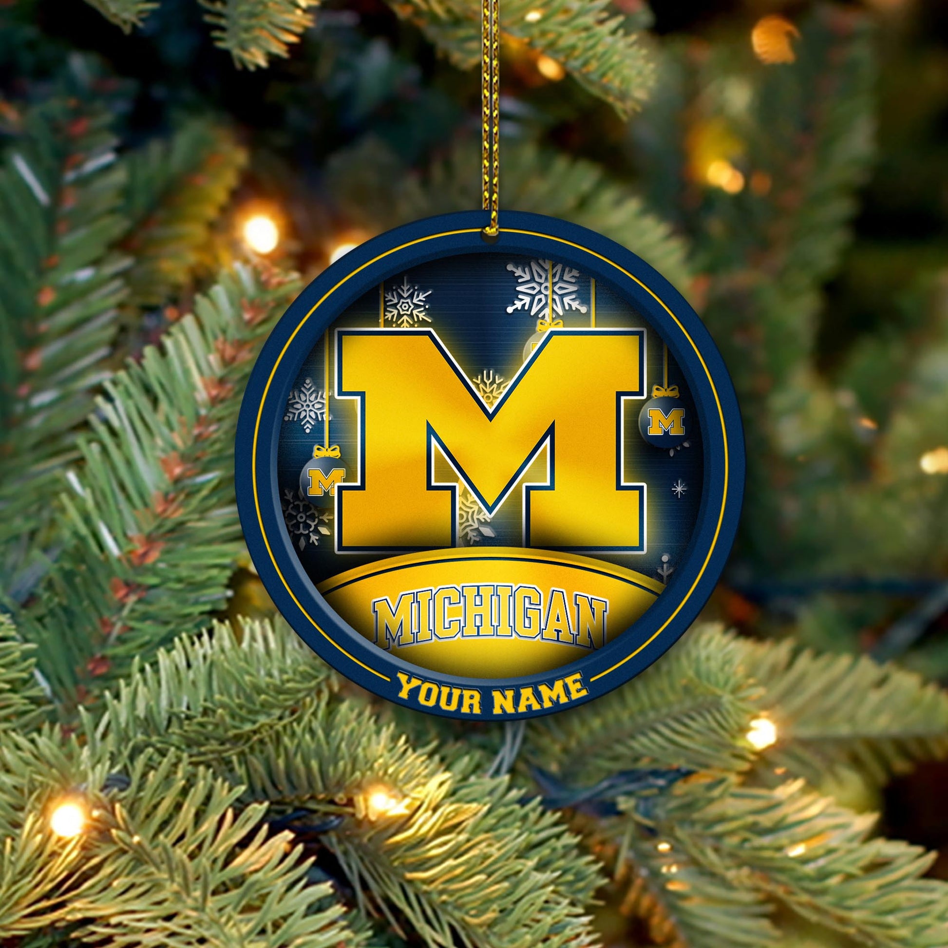 Michigan Wolverines Circle Aluminium Custom Ornament 2 Side Trending New Arrivals H52912 ETUG311023