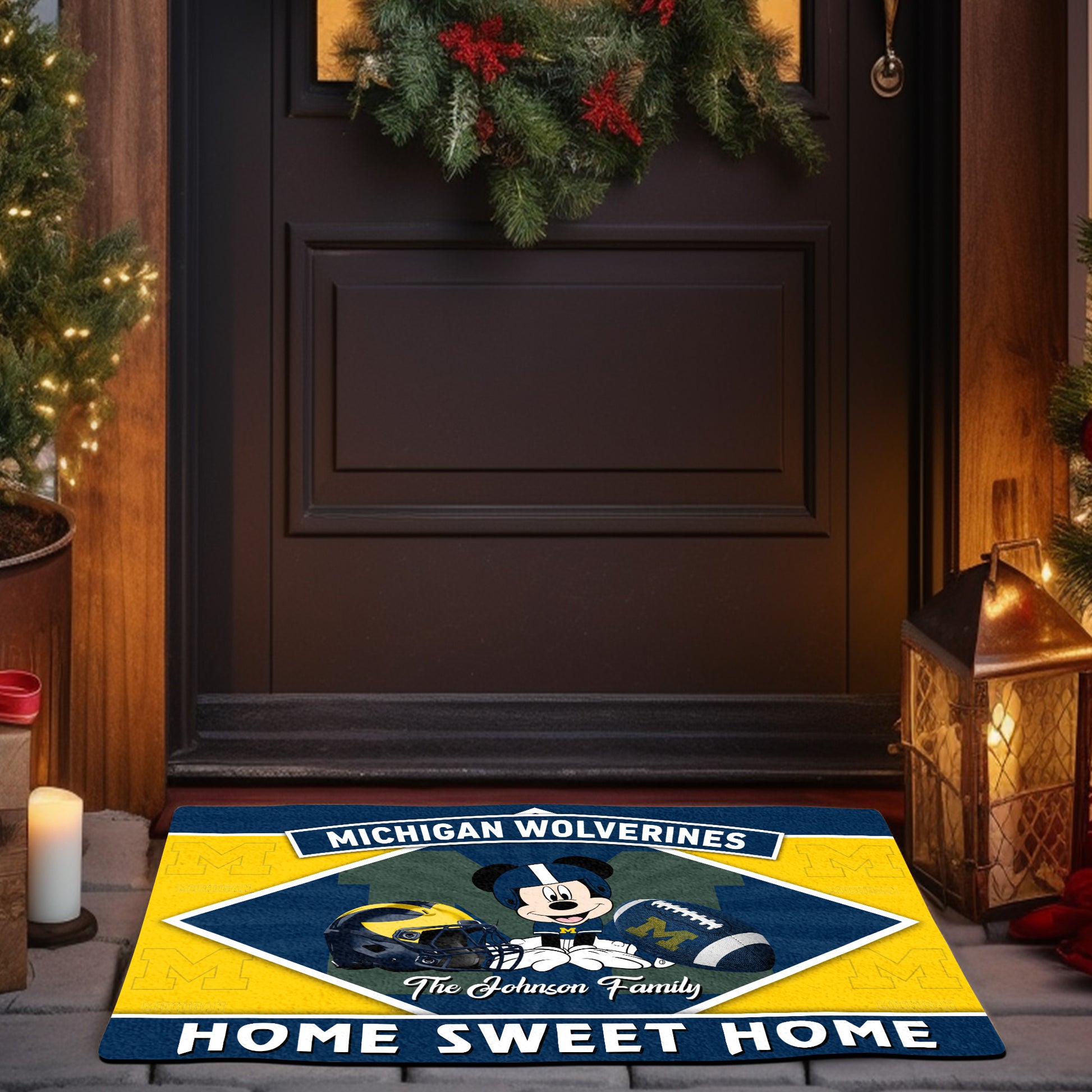 Michigan Wolverines Doormat Custom Your Family Name, Sport Team And MK Doormat, FootBall Fan Gifts EHIVM-52722
