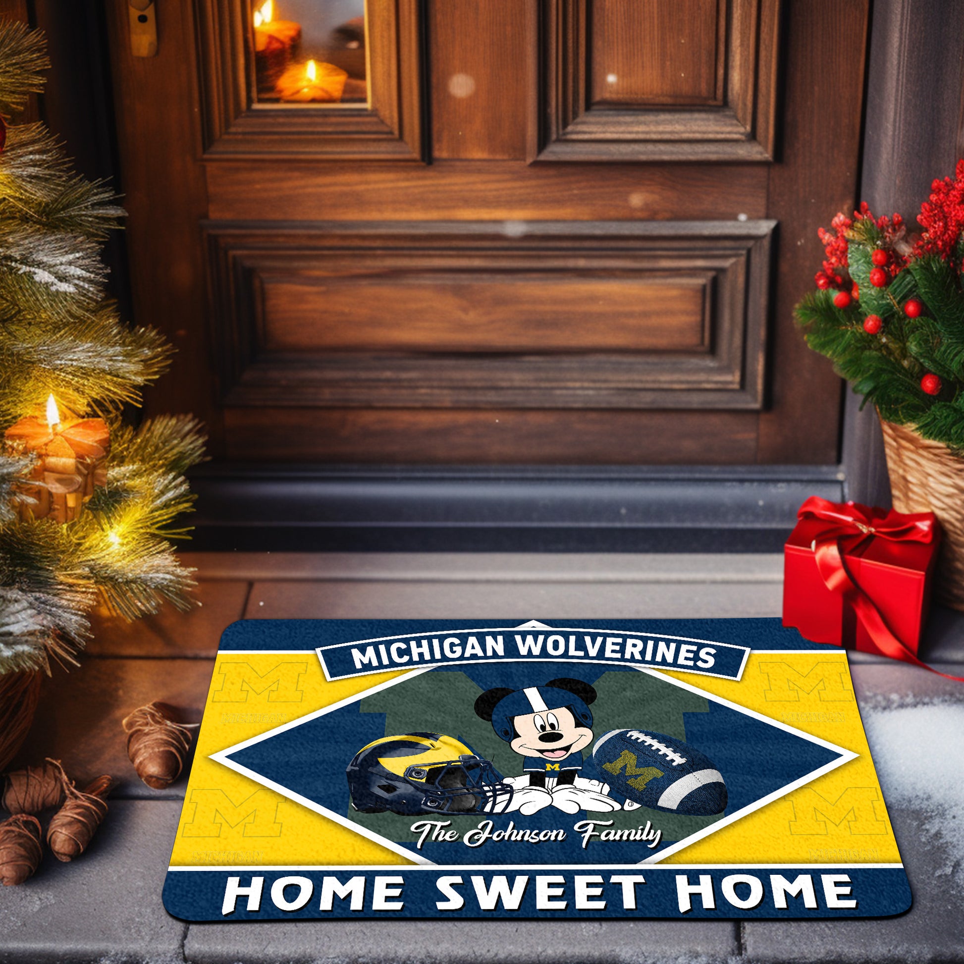 Michigan Wolverines Doormat Custom Your Family Name, Sport Team And MK Doormat, FootBall Fan Gifts EHIVM-52722
