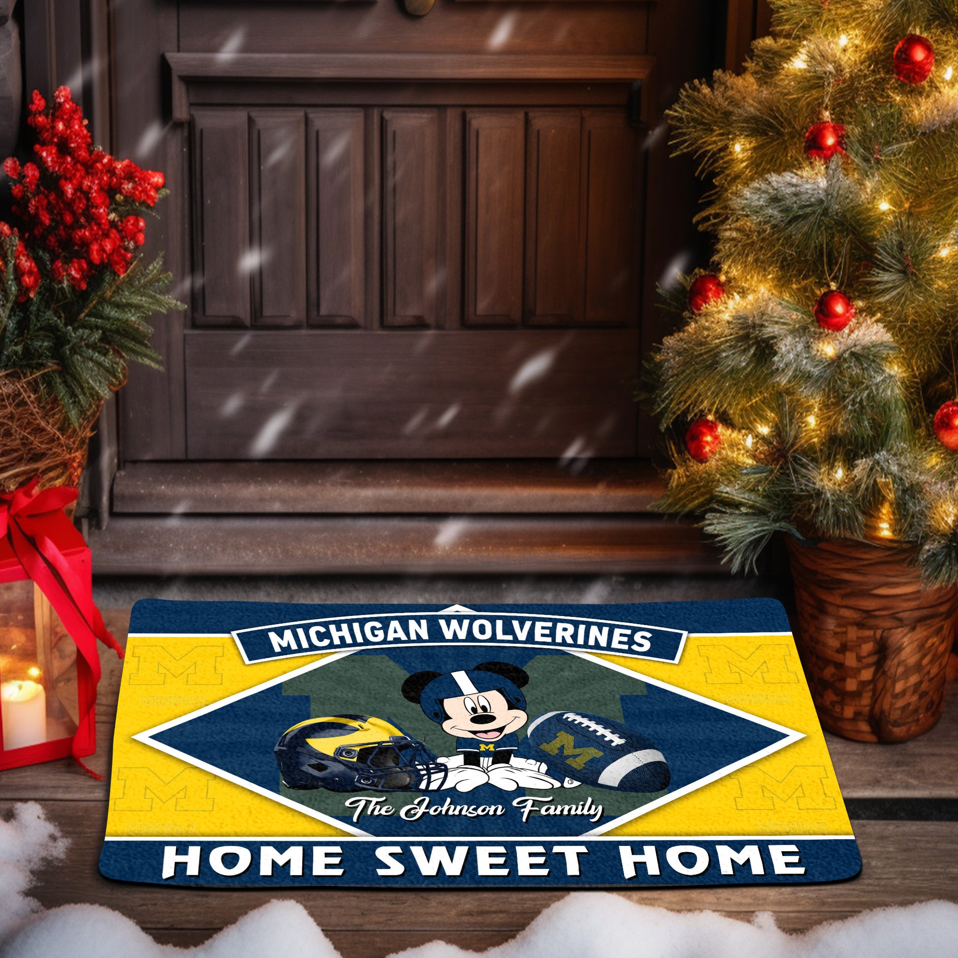 Michigan Wolverines Doormat Custom Your Family Name, Sport Team And MK Doormat, FootBall Fan Gifts EHIVM-52722